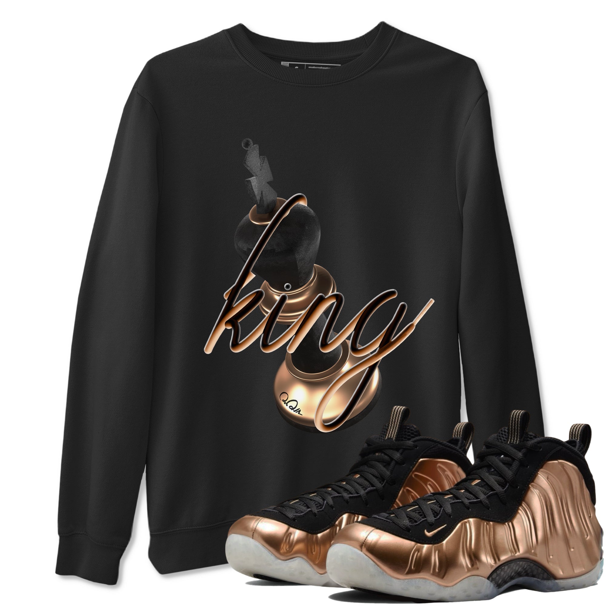 Foams One Metallic Copper shirts to match jordans 3D King sneaker match tees Air Foamposite One Metallic Copper match shoes to clothes Drip Gear Zone unisex cotton Black 1 shirts