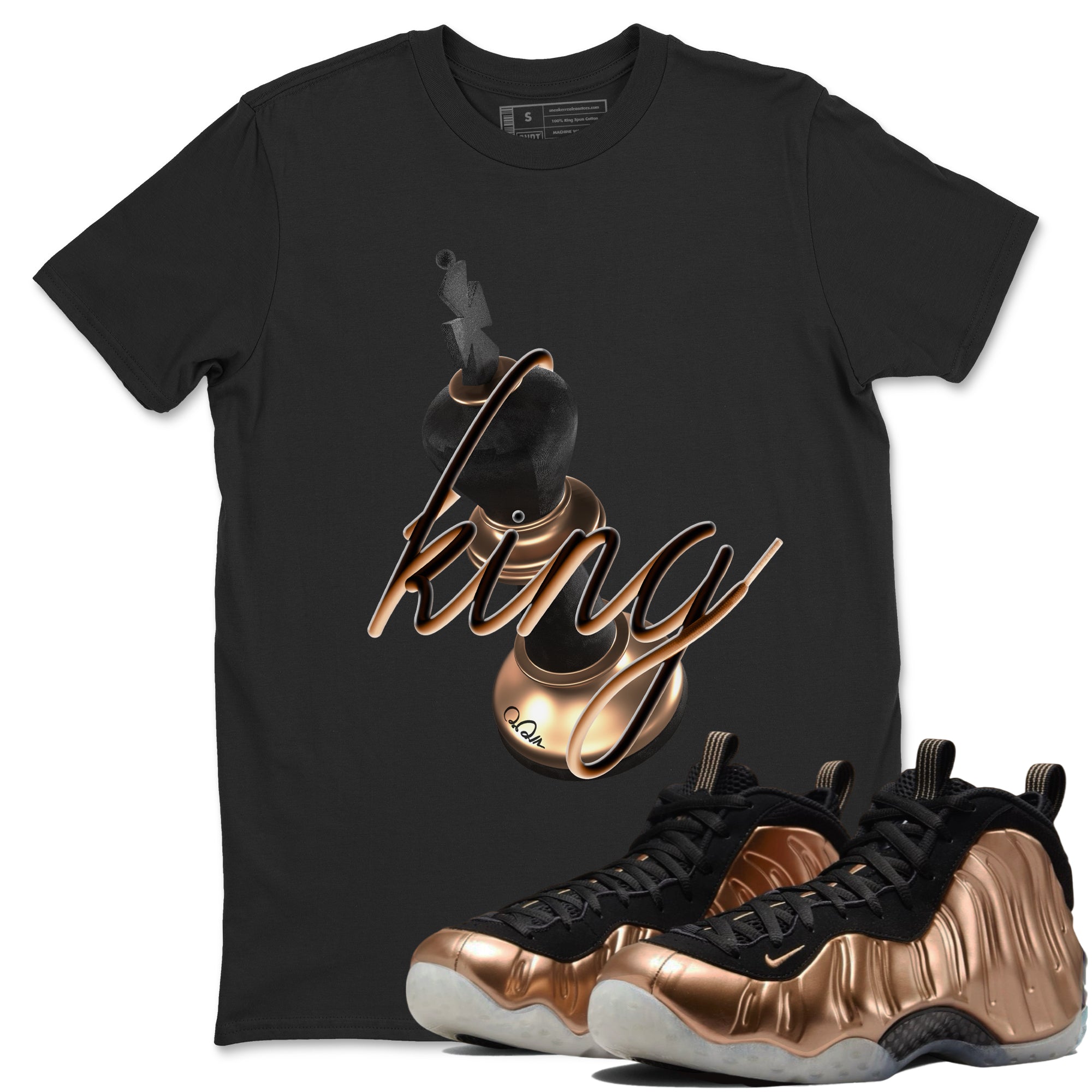 Foams One Metallic Copper shirts to match jordans 3D King sneaker match tees Air Foamposite One Metallic Copper match shoes to clothes Drip Gear Zone unisex cotton Black 1 shirts
