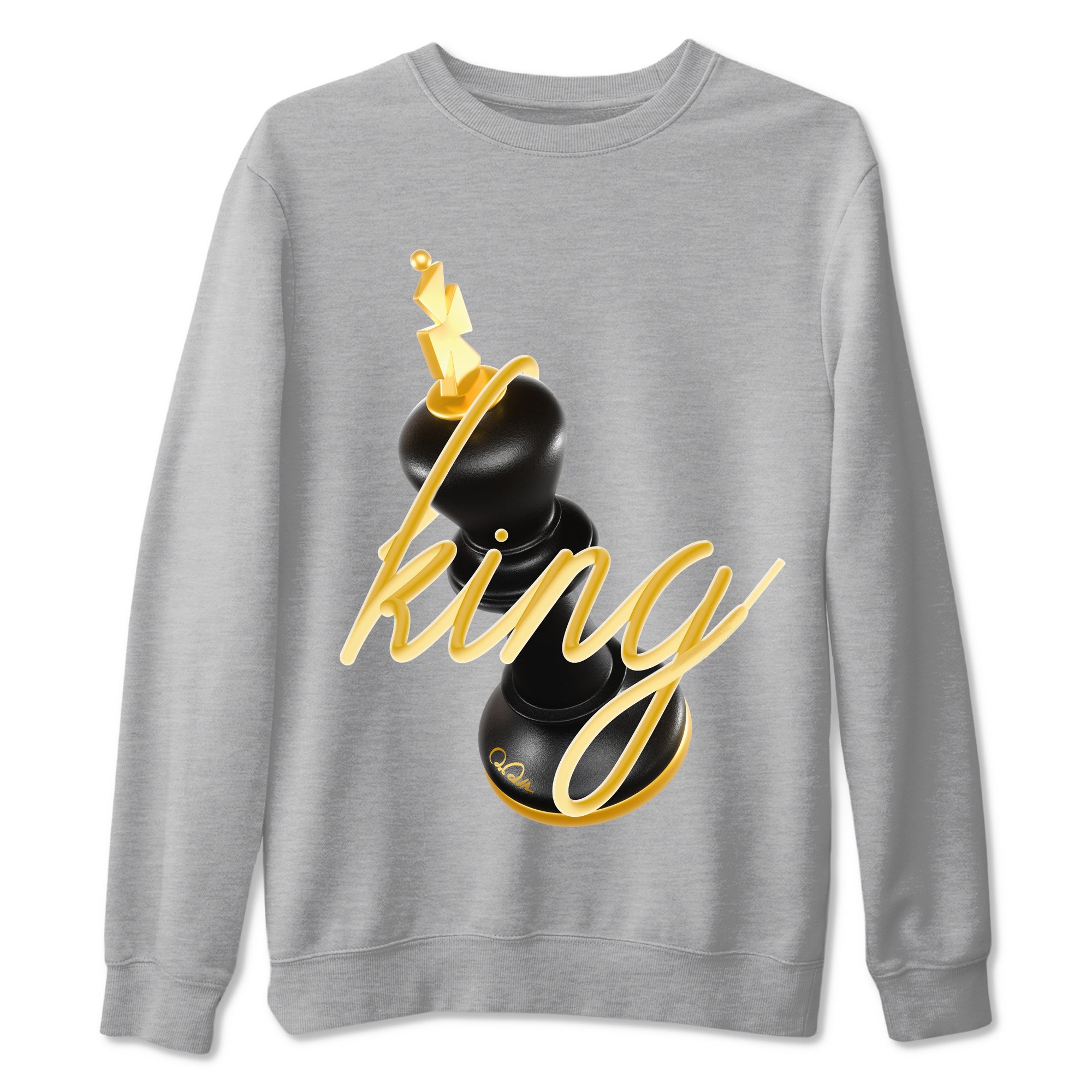 1s Black Metallic Gold shirts to match jordans 3D King sneaker match tees Air Jordan 1 Black Metallic Gold Drip Gear Zone streetwear brand Heather Grey 2 unisex cotton tee