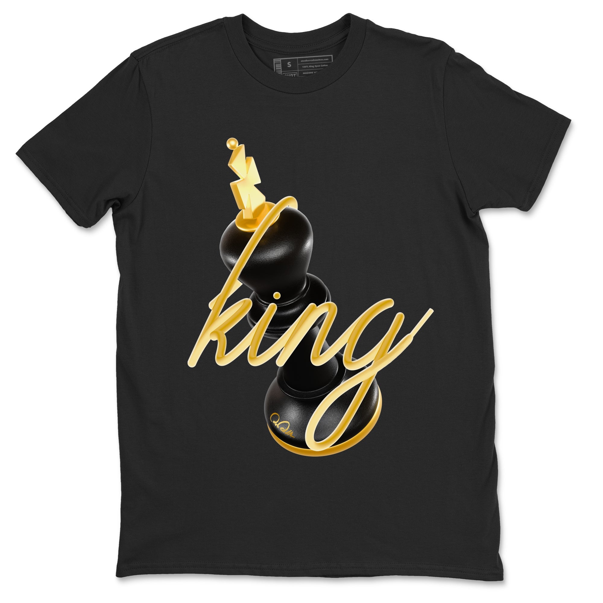 1s Black Metallic Gold shirts to match jordans 3D King sneaker match tees Air Jordan 1 Black Metallic Gold Drip Gear Zone streetwear brand Black 2 unisex cotton tee