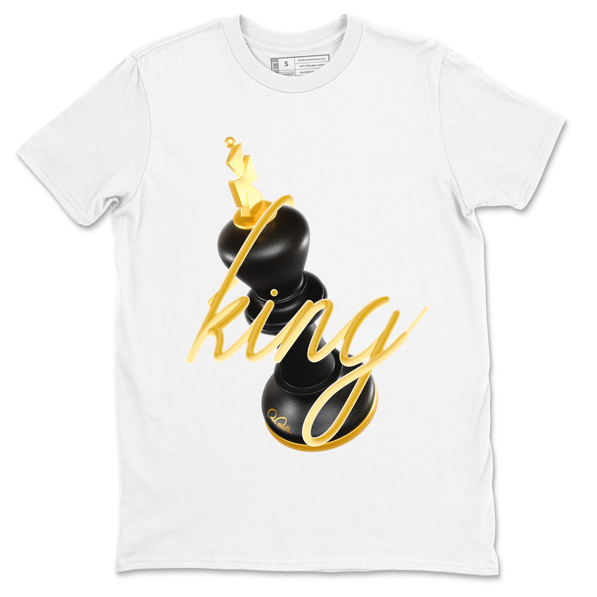 1s Black Metallic Gold shirts to match jordans 3D King sneaker match tees Air Jordan 1 Black Metallic Gold Drip Gear Zone streetwear brand White 2 unisex cotton tee