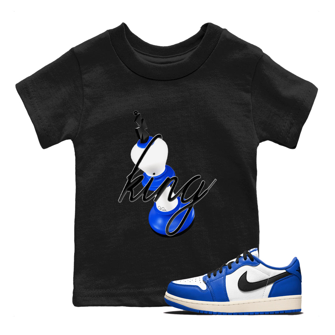 AJ1 Game Royal shirt to match jordans 3D King sneaker tees Air Jordan 1 Game Royal Drip Gear Zone baby toddler Black 1 cotton Shirt