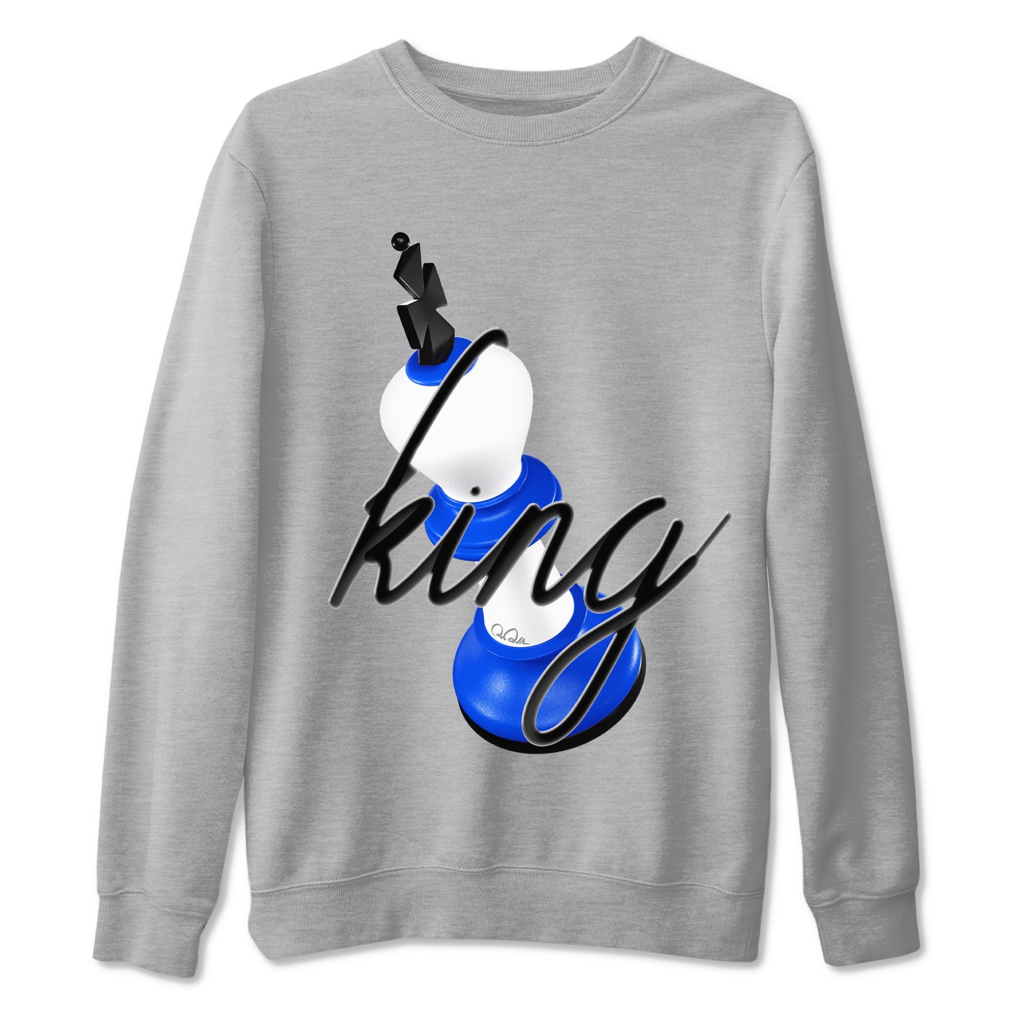 AJ1 Game Royal shirt to match jordans 3D King sneaker tees Air Jordan 1 Game Royal Drip Gear Zone unisex cotton Heather Grey 2 crew neck shirt