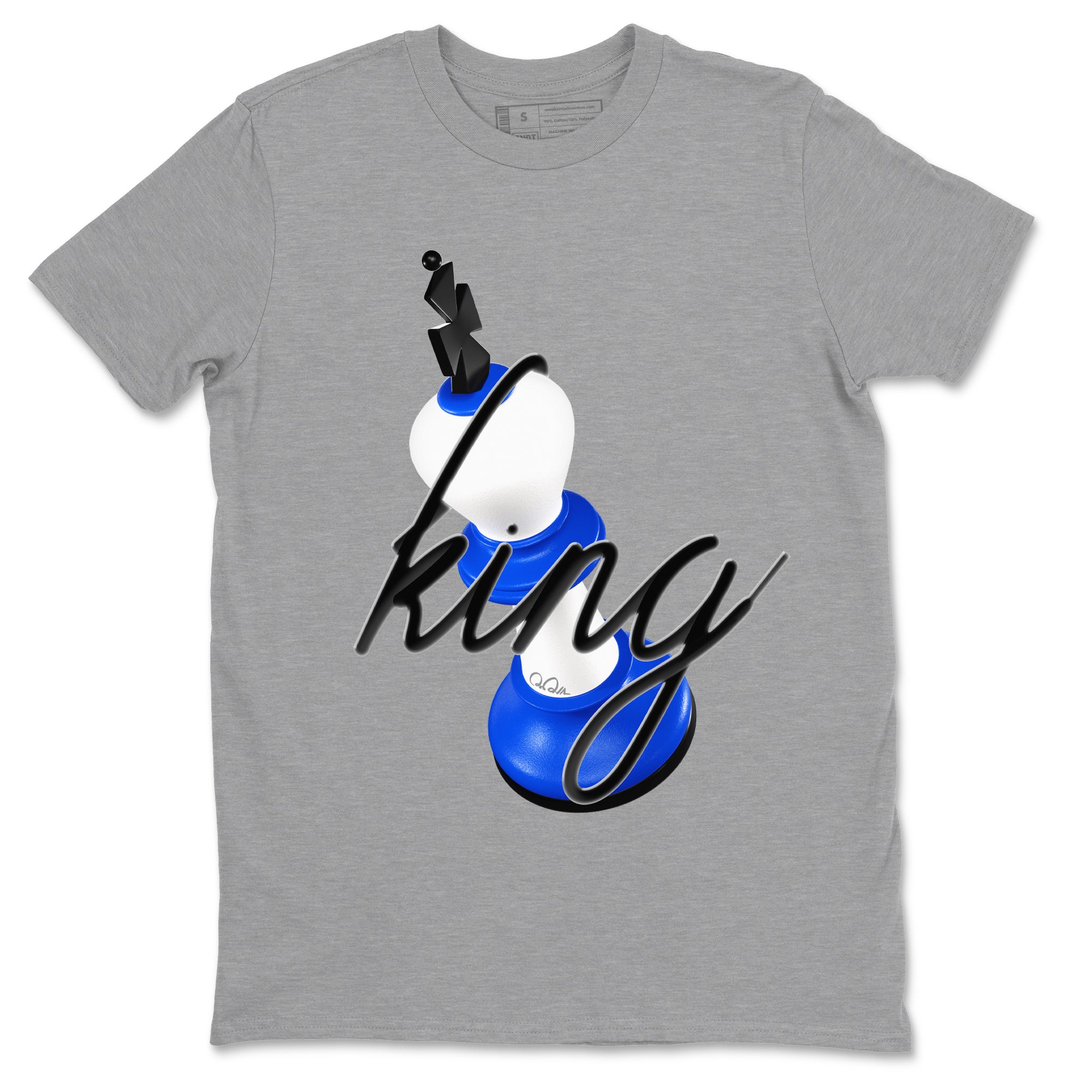AJ1 Game Royal shirt to match jordans 3D King sneaker tees Air Jordan 1 Game Royal Drip Gear Zone unisex cotton Heather Grey 2 crew neck shirt