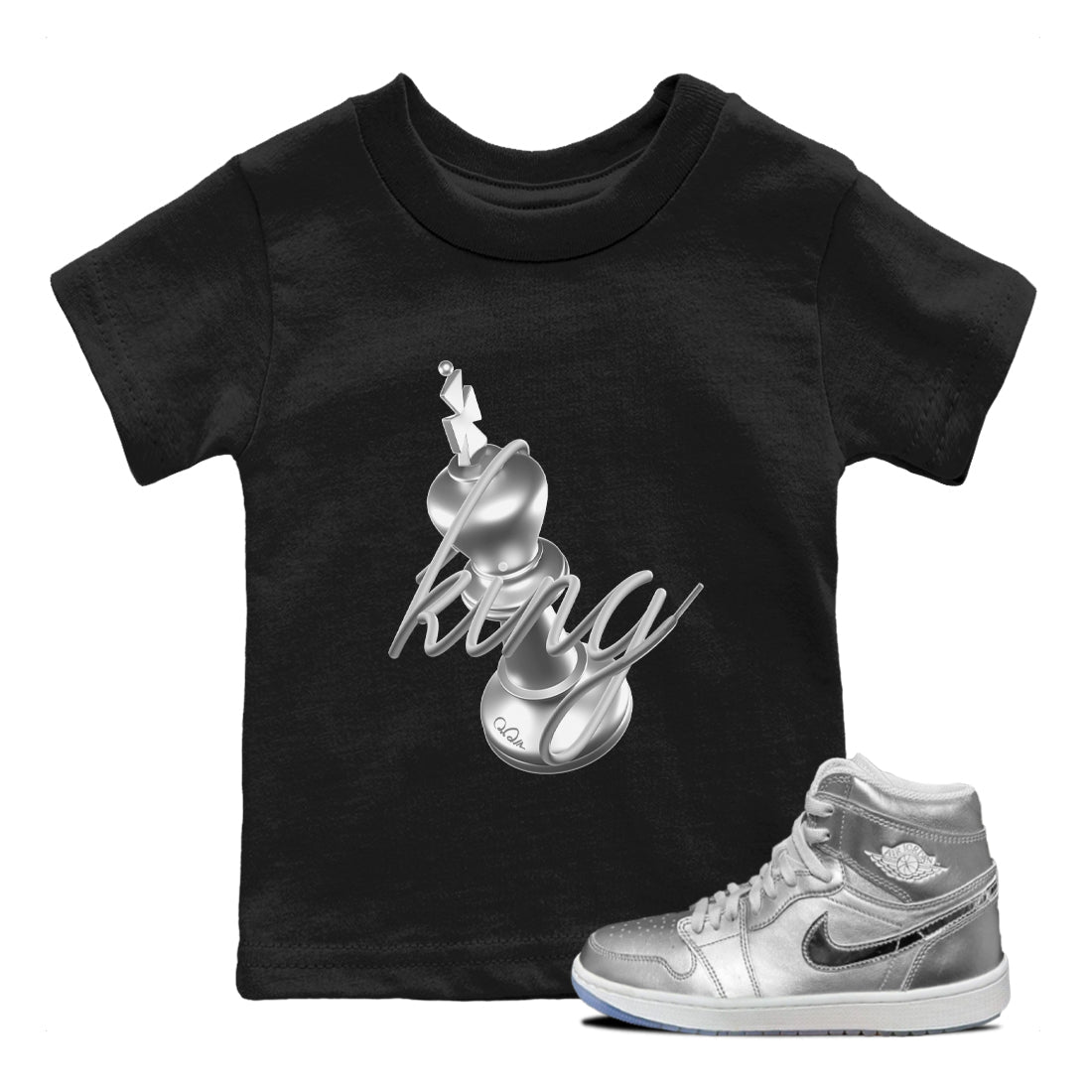 Air Jordan 1 Gift Giving shirt to match jordans 3D King sneaker tees  Metal tees AJ1 Gift Giving Drip Gear Zone Baby Toddler Black 1 T-Shirt