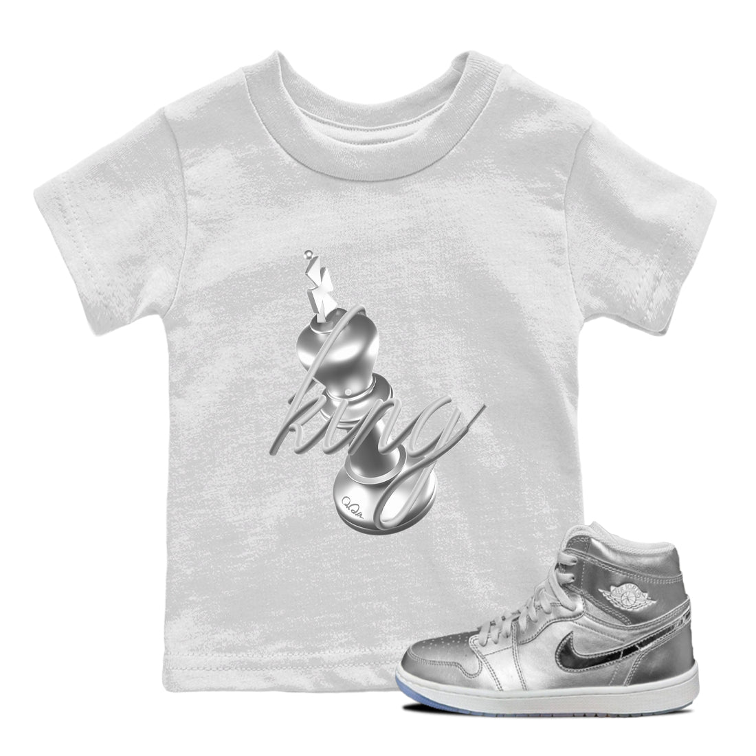 Air Jordan 1 Gift Giving shirt to match jordans 3D King sneaker tees  Metal tees AJ1 Gift Giving Drip Gear Zone Baby Toddler White 1 T-Shirt