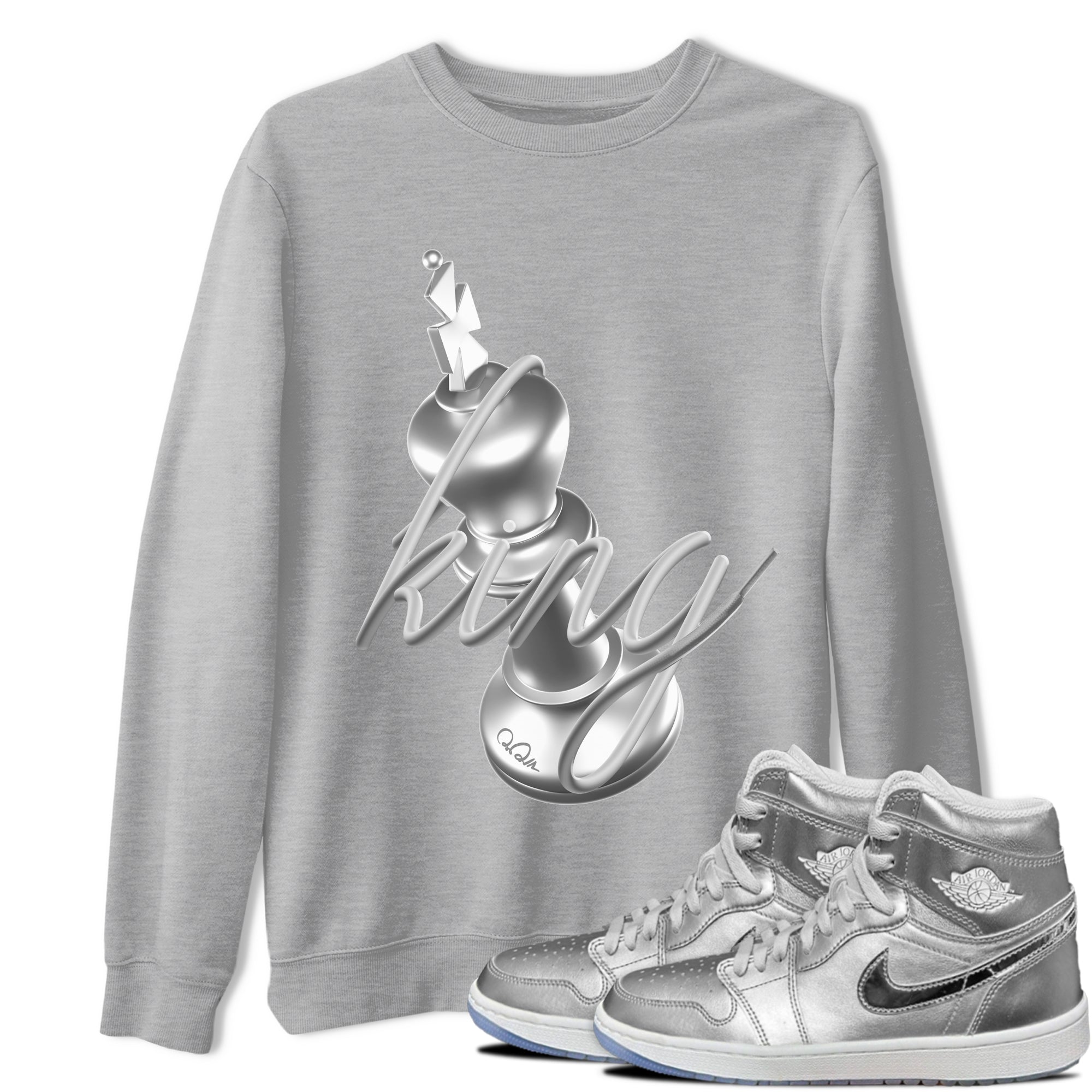 Air Jordan 1 Gift Giving shirt to match jordans 3D King sneaker tees  Metal tees AJ1 Gift Giving Drip Gear Zone Unisex Heather Grey 1 T-Shirt