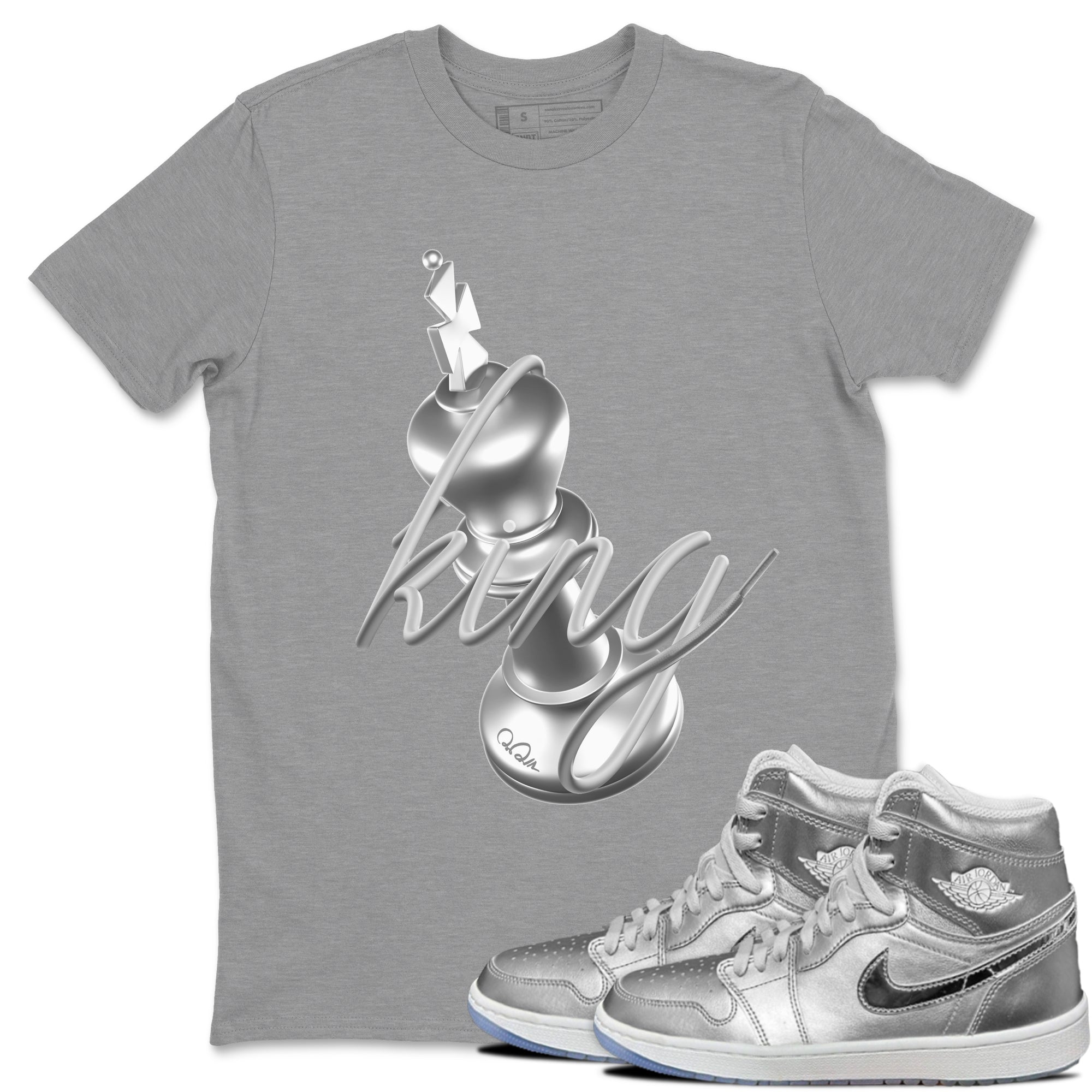 Air Jordan 1 Gift Giving shirt to match jordans 3D King sneaker tees  Metal tees AJ1 Gift Giving Drip Gear Zone Unisex Heather Grey 1 T-Shirt