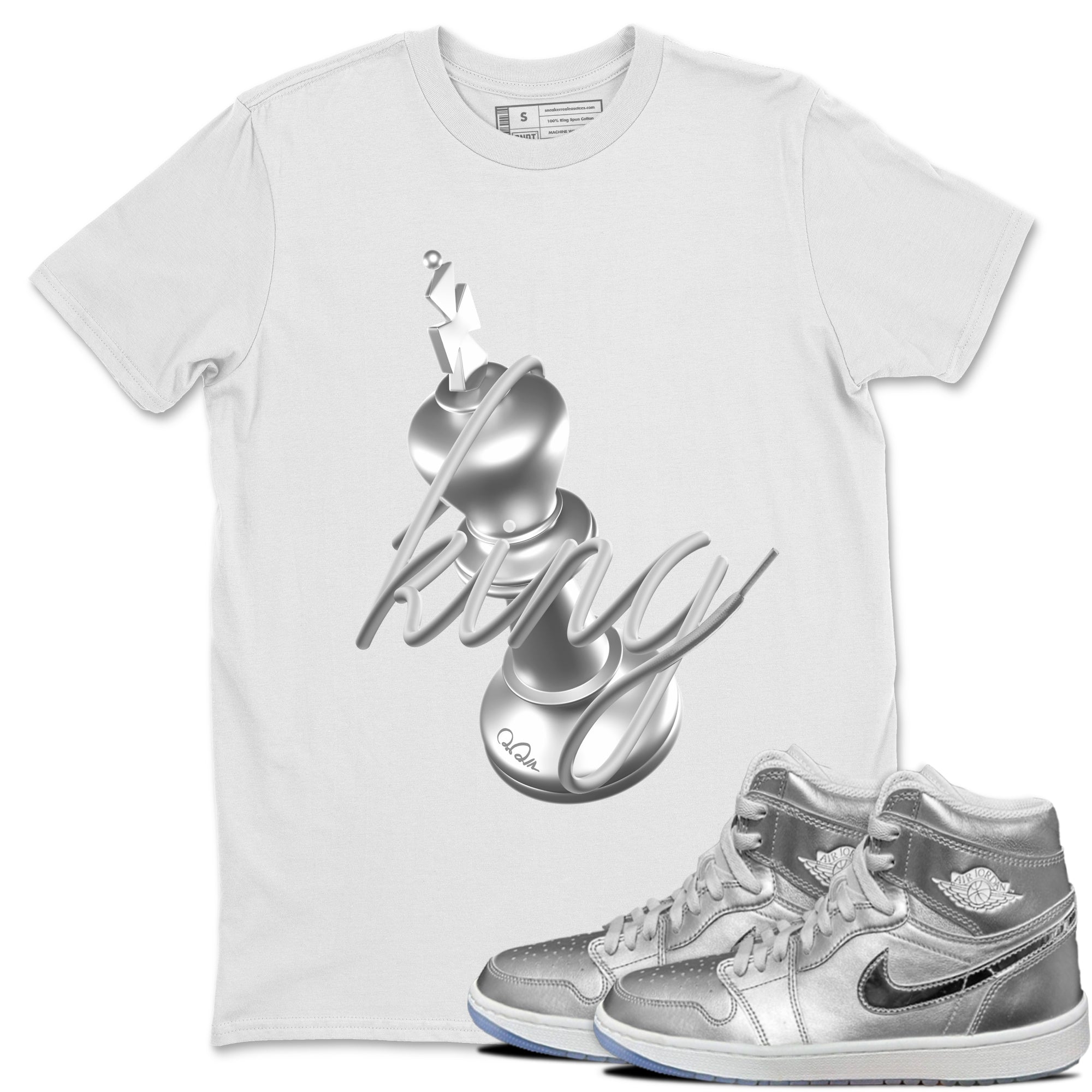 Air Jordan 1 Gift Giving shirt to match jordans 3D King sneaker tees  Metal tees AJ1 Gift Giving Drip Gear Zone Unisex White 1 T-Shirt