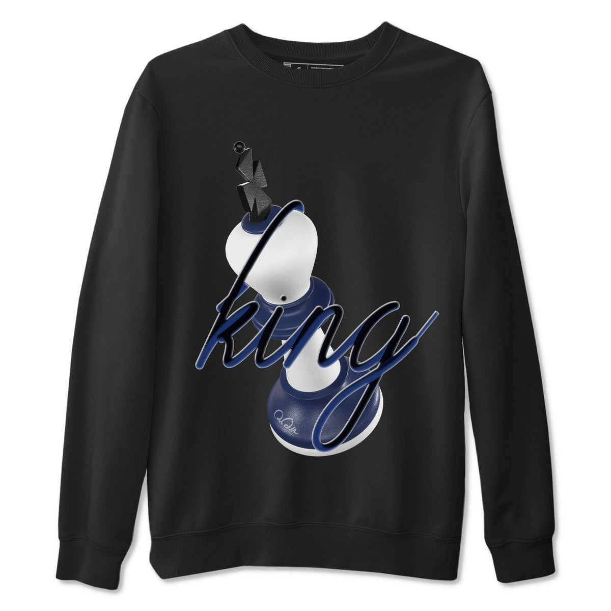 1s Midnight Navy shirts to match jordans 3D King sneaker match tees Air Jordan 1 Midnight Navy match shoes to clothes Drip Gear Zone unisex cotton Black 2 shirts