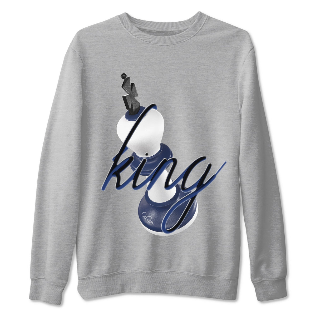 1s Midnight Navy shirts to match jordans 3D King sneaker match tees Air Jordan 1 Midnight Navy match shoes to clothes Drip Gear Zone unisex cotton Heather Grey 2 shirts