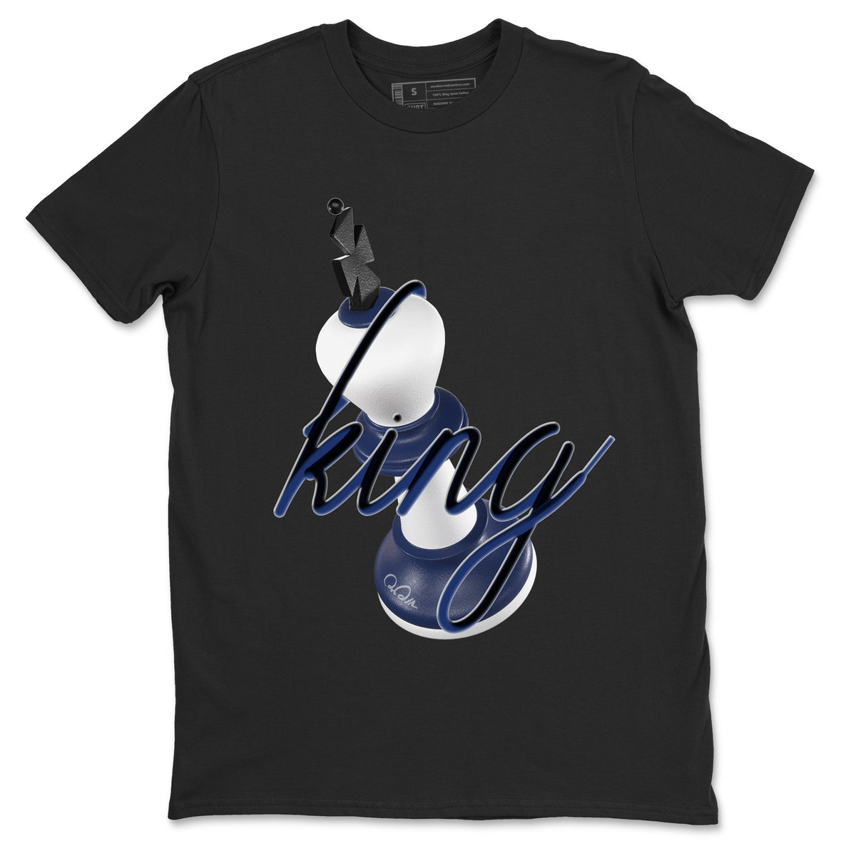 1s Midnight Navy shirts to match jordans 3D King sneaker match tees Air Jordan 1 Midnight Navy match shoes to clothes Drip Gear Zone unisex cotton Black 2 shirts