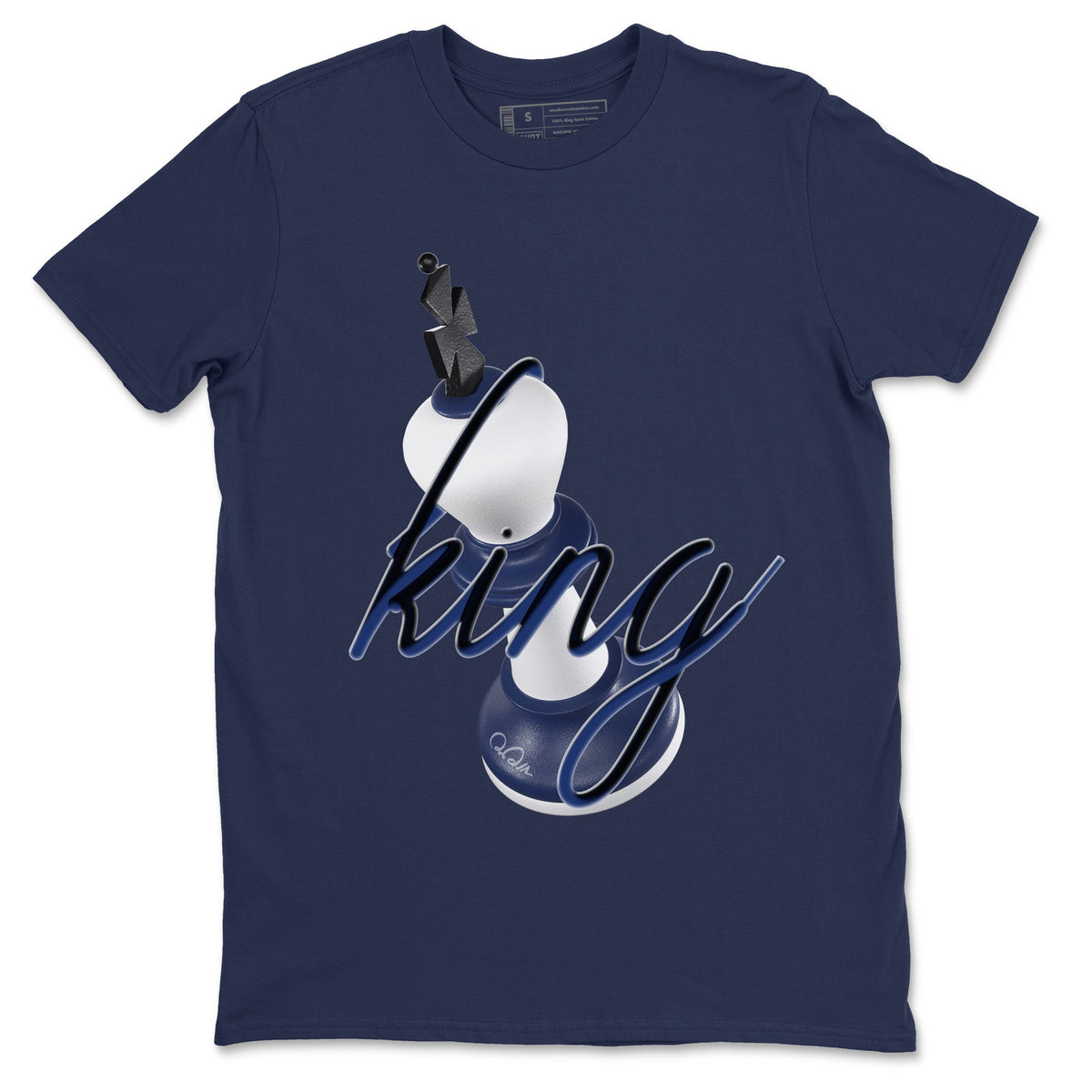 1s Midnight Navy shirts to match jordans 3D King sneaker match tees Air Jordan 1 Midnight Navy match shoes to clothes Drip Gear Zone unisex cotton Navy 2 shirts