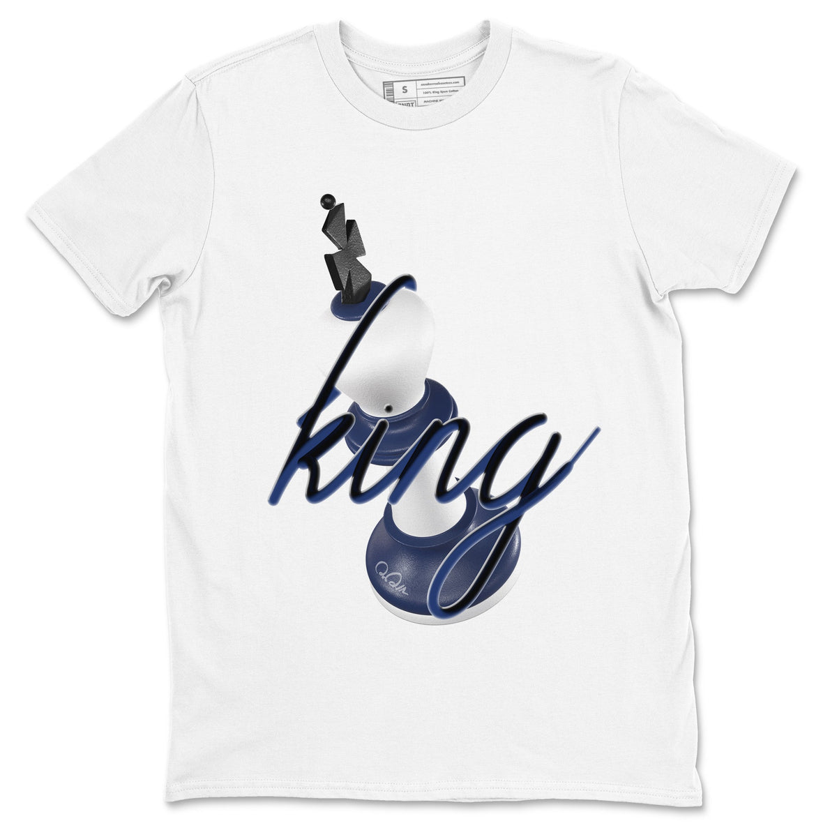 1s Midnight Navy shirts to match jordans 3D King sneaker match tees Air Jordan 1 Midnight Navy match shoes to clothes Drip Gear Zone unisex cotton White 2 shirts