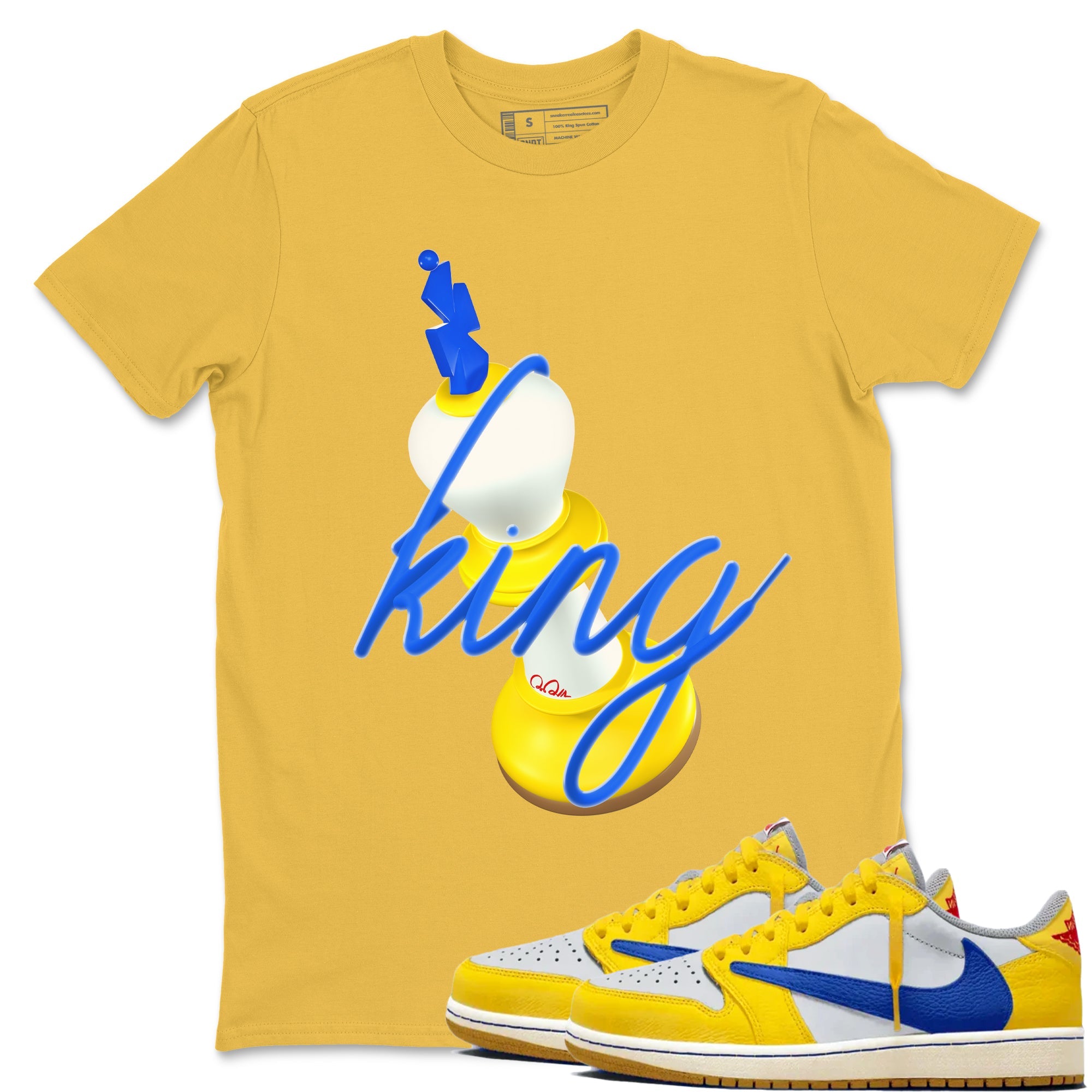 1s Travis Scott Canary shirt to match jordans 3D King sneaker tees Air Jordan 1 Travis Scott Canary Drip Gear Zone unisex cotton Daisy 1 crew neck shirt