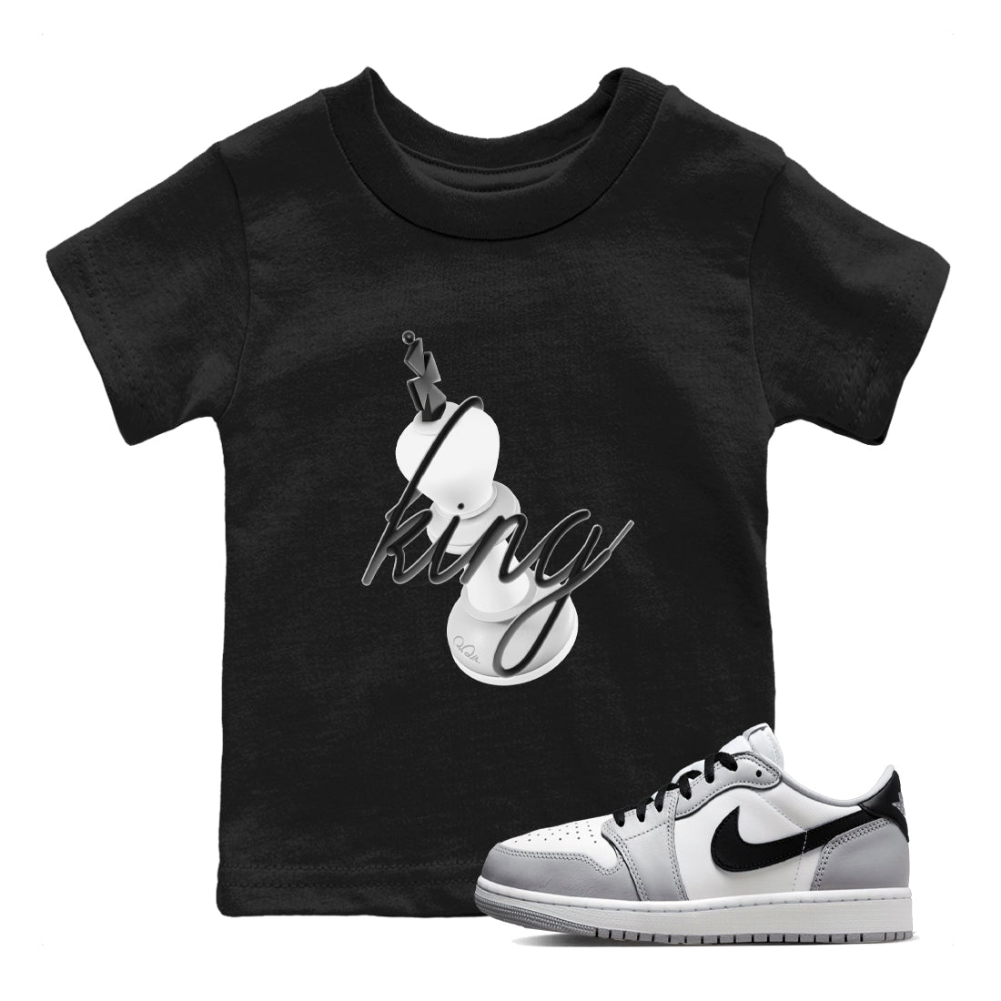 1s Wolf Grey shirts to match jordans 3D King sneaker match tees Air Jordan 1 Wolf Grey Drip Gear Zone streetwear brand Baby and Youth Black 1 cotton tee