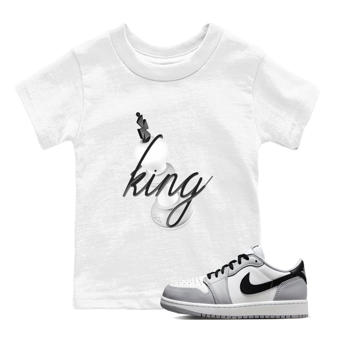 1s Wolf Grey shirts to match jordans 3D King sneaker match tees Air Jordan 1 Wolf Grey Drip Gear Zone streetwear brand Baby and Youth White 1 cotton tee