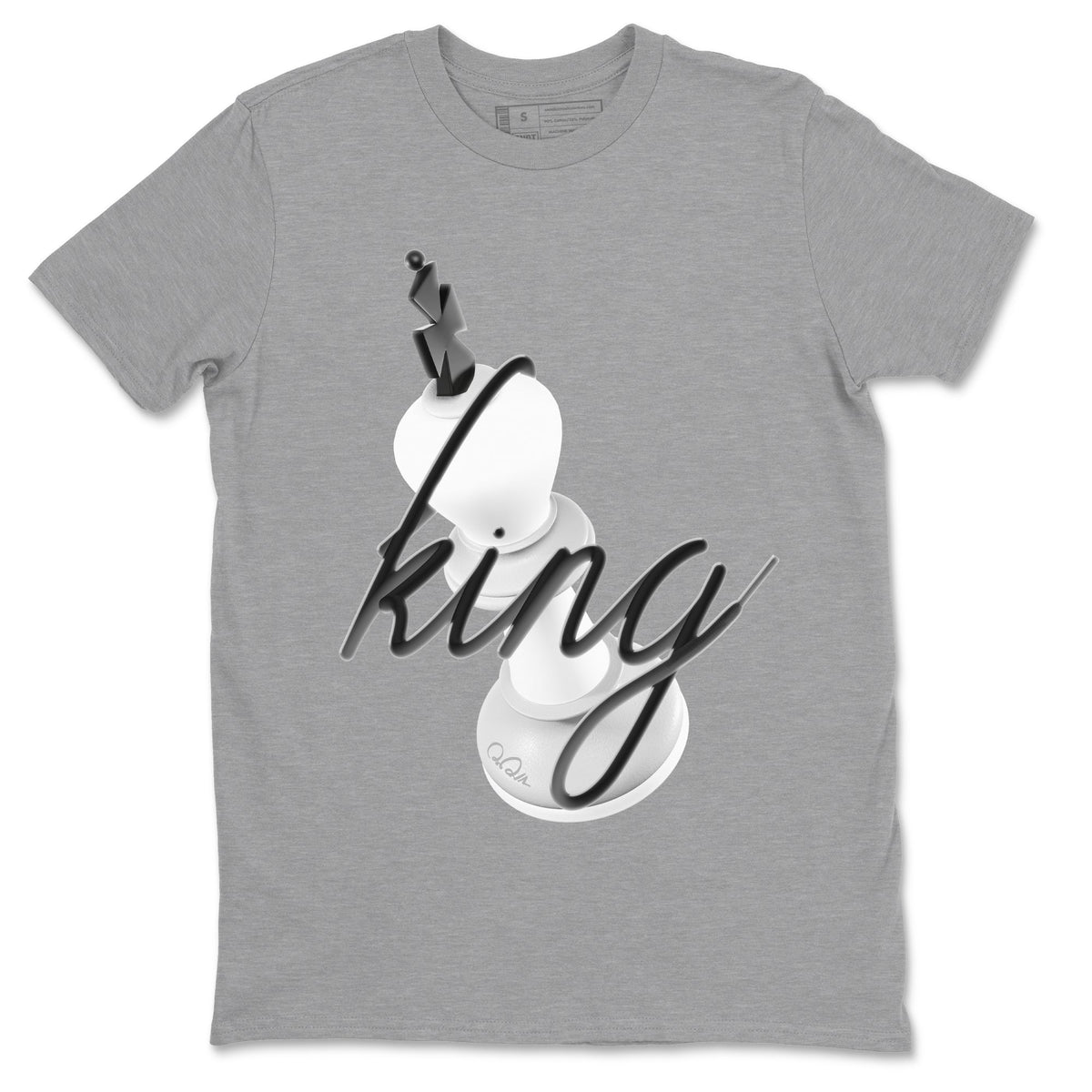 1s Wolf Grey shirts to match jordans 3D King sneaker match tees Air Jordan 1 Wolf Grey Drip Gear Zone streetwear brand Heather Grey 2 unisex cotton tee