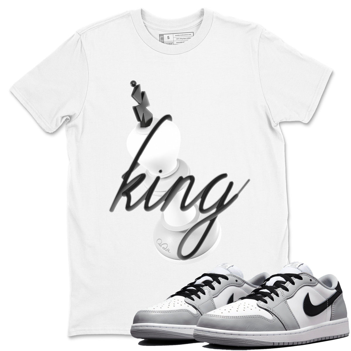 1s Wolf Grey shirts to match jordans 3D King sneaker match tees Air Jordan 1 Wolf Grey Drip Gear Zone streetwear brand White 1 unisex cotton tee