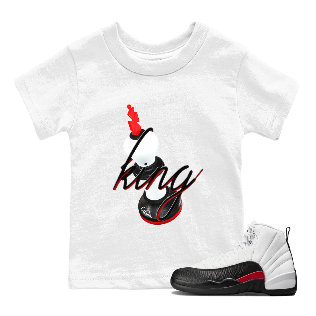 12s Taxi Flip shirts to match jordans 3D King sneaker match tees Air Jordan 12 Taxi Flip Drip Gear Zone streetwear brand Baby and Youth White 1 cotton tee