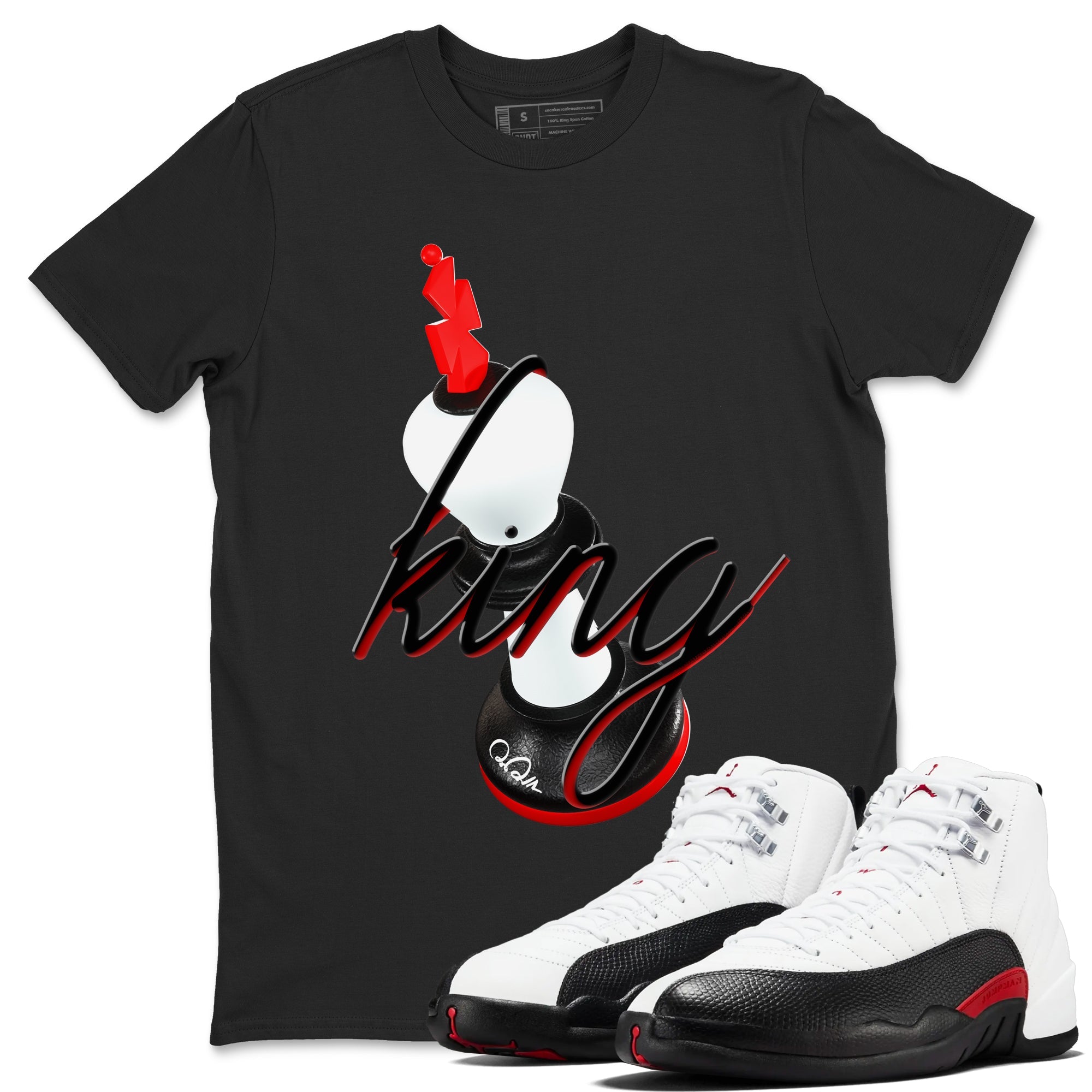 12s Taxi Flip shirts to match jordans 3D King sneaker match tees Air Jordan 12 Taxi Flip Drip Gear Zone streetwear brand Black 1 unisex cotton tee