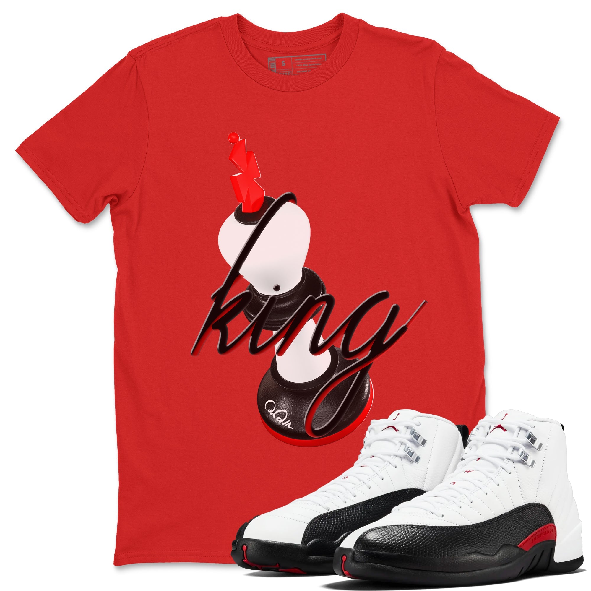 12s Taxi Flip shirts to match jordans 3D King sneaker match tees Air Jordan 12 Taxi Flip Drip Gear Zone streetwear brand Red 1 unisex cotton tee
