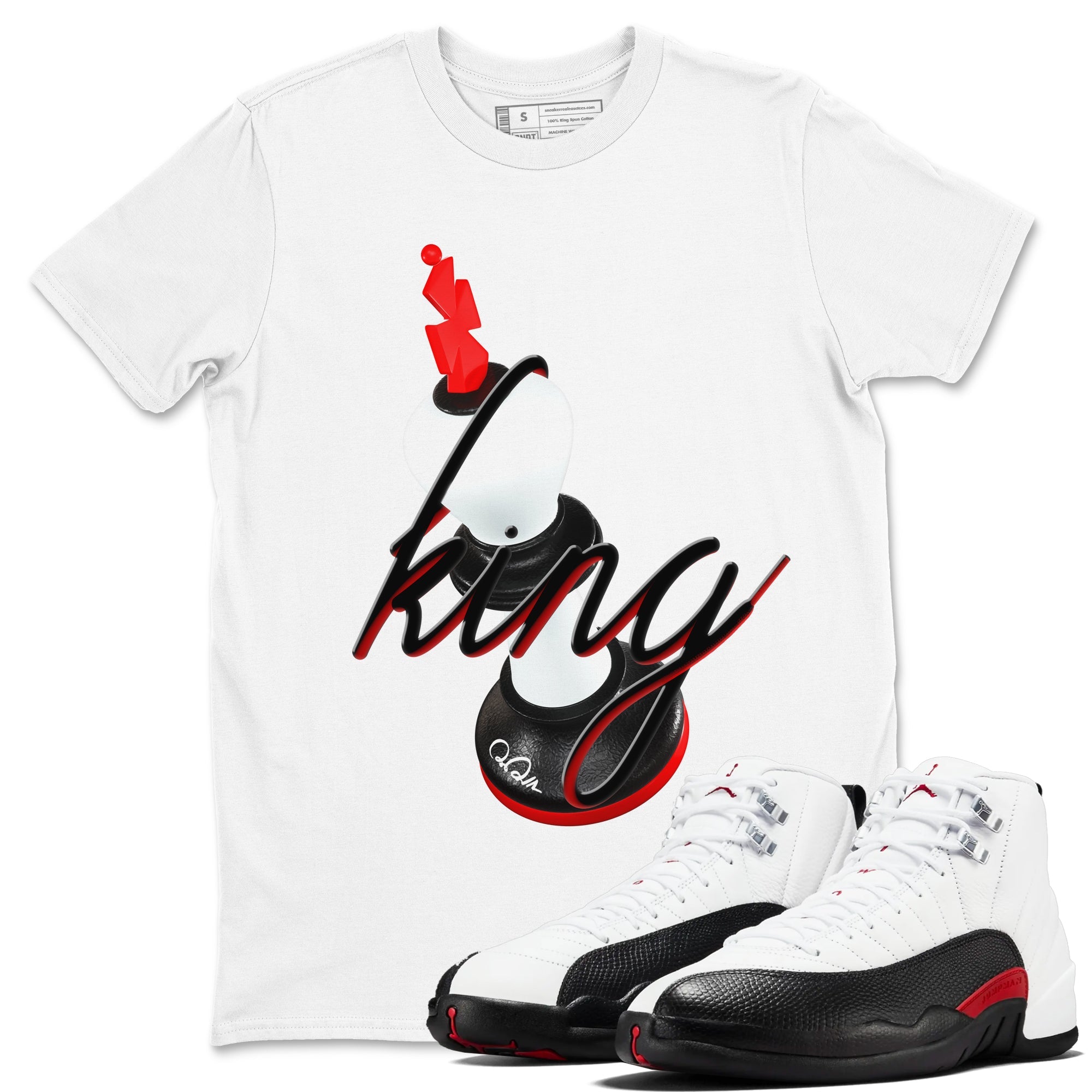 12s Taxi Flip shirts to match jordans 3D King sneaker match tees Air Jordan 12 Taxi Flip Drip Gear Zone streetwear brand White 1 unisex cotton tee