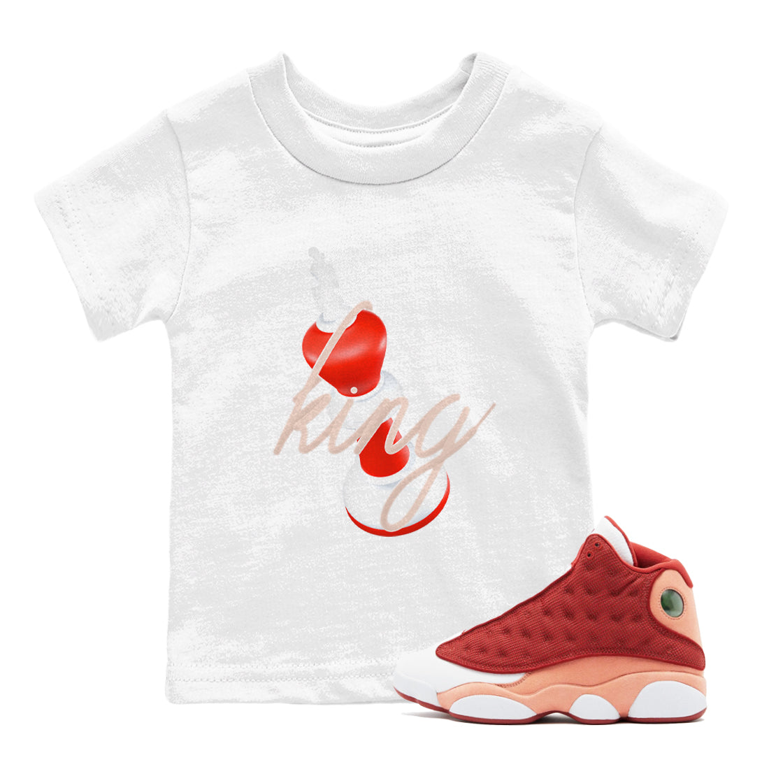 13s Dune Red shirts to match jordans 3D King sneaker match tees Air Jordan 13 Dune Red Drip Gear Zone streetwear brand Baby and Youth White 1 cotton tee