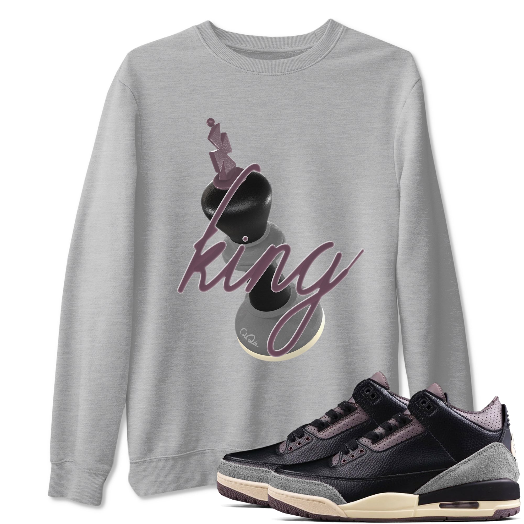 3s A Ma Maniere x Black shirts to match jordans 3D King sneaker match tees A Ma Maniere x Air Jordan 3 “While You Were Sleeping”Sneaker Release Tees unisex cotton Heather Grey 1 crew neck shirts