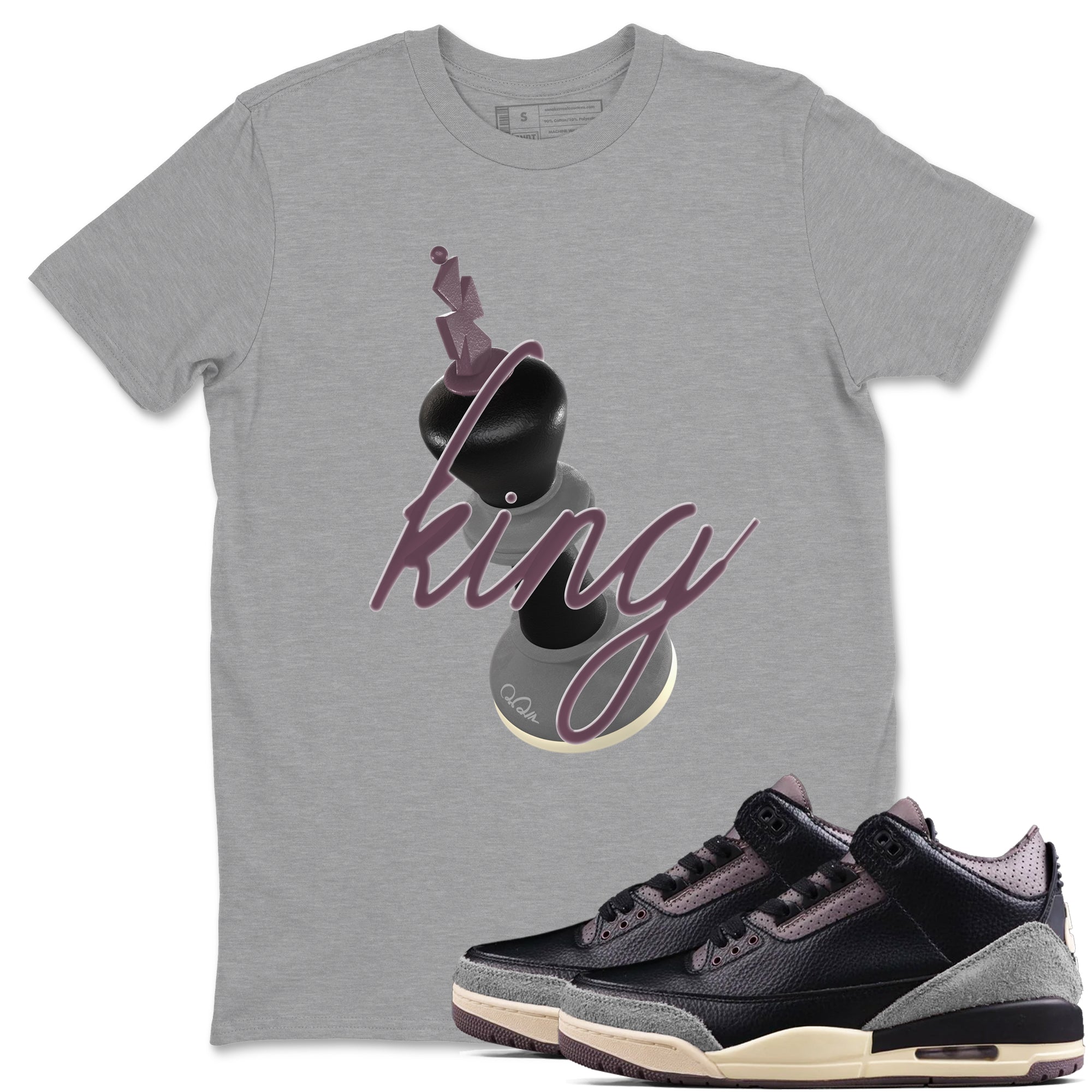 3s A Ma Maniere x Black shirts to match jordans 3D King sneaker match tees A Ma Maniere x Air Jordan 3 “While You Were Sleeping”Sneaker Release Tees unisex cotton Heather Grey 1 crew neck shirts