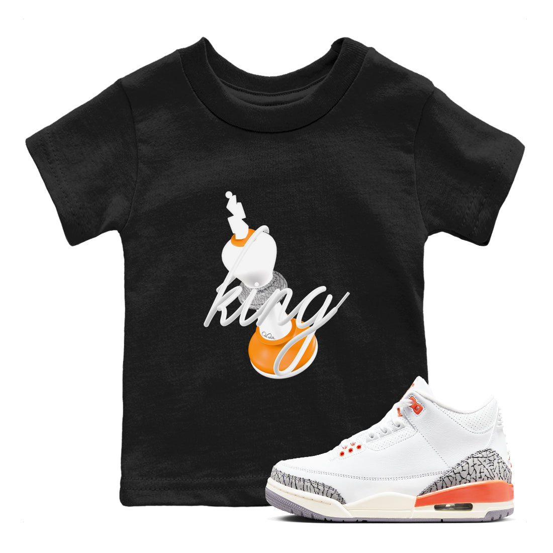 3s Georgia Peach shirt to match jordans 3D King sneaker tees Air Jordan 3 Georgia Peach Drip Gear Zone baby toddler Black 2 cotton Shirt