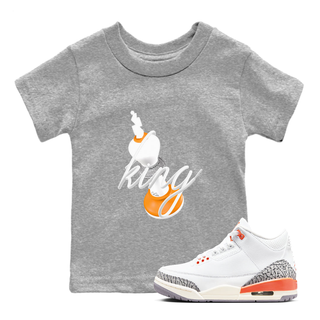 3s Georgia Peach shirt to match jordans 3D King sneaker tees Air Jordan 3 Georgia Peach Drip Gear Zone baby toddler Heather Grey 1 cotton Shirt