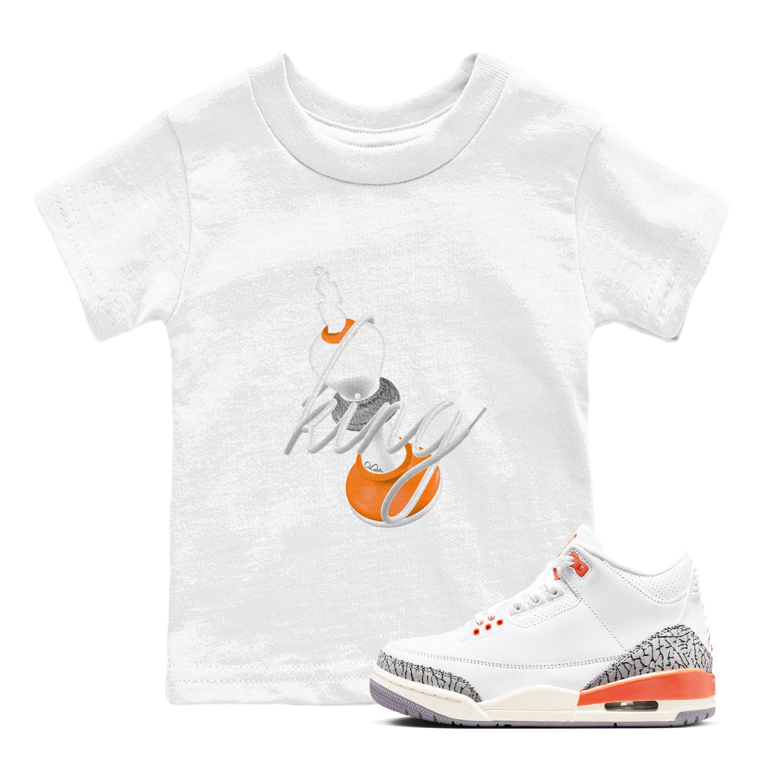 3s Georgia Peach shirt to match jordans 3D King sneaker tees Air Jordan 3 Georgia Peach Drip Gear Zone baby toddler White 1 cotton Shirt