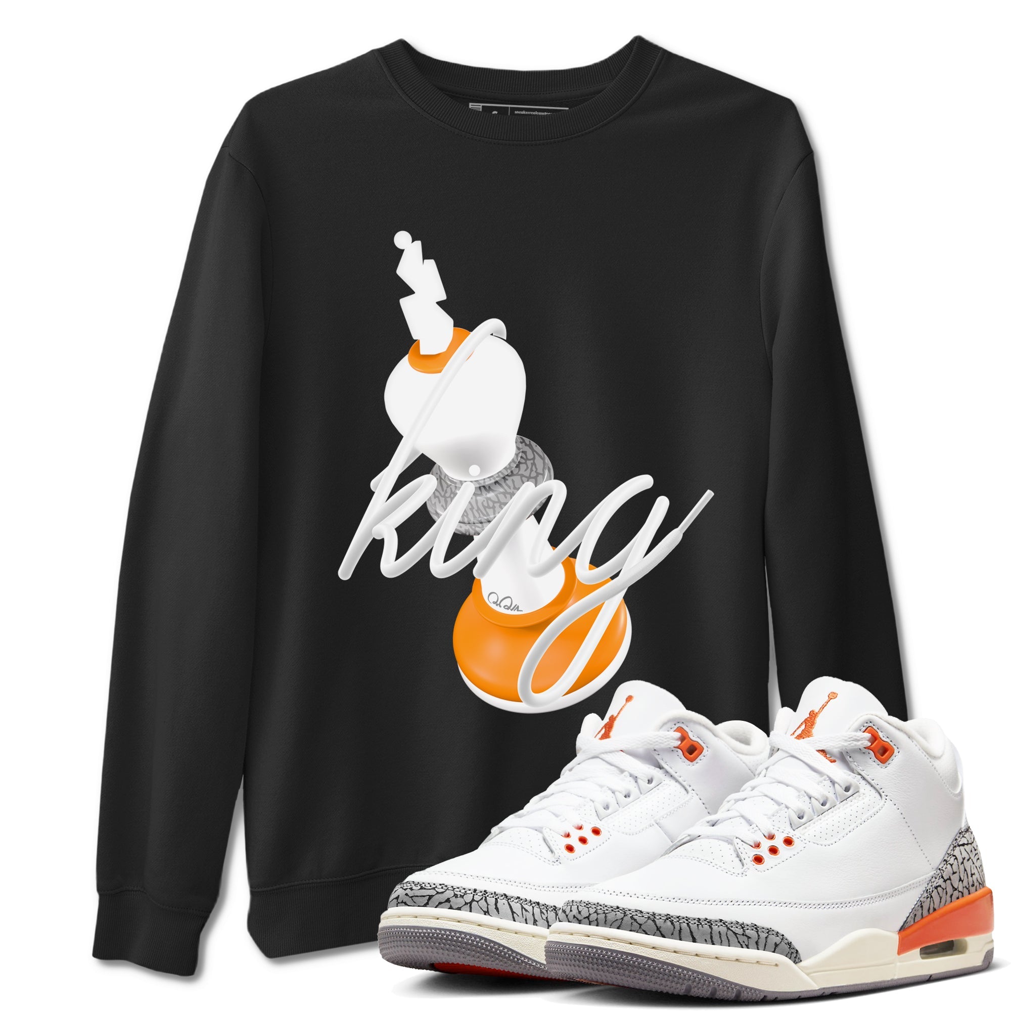 3s Georgia Peach shirt to match jordans 3D King sneaker tees Air Jordan 3 Georgia Peach Drip Gear Zone unisex cotton Black 1 crew neck shirt