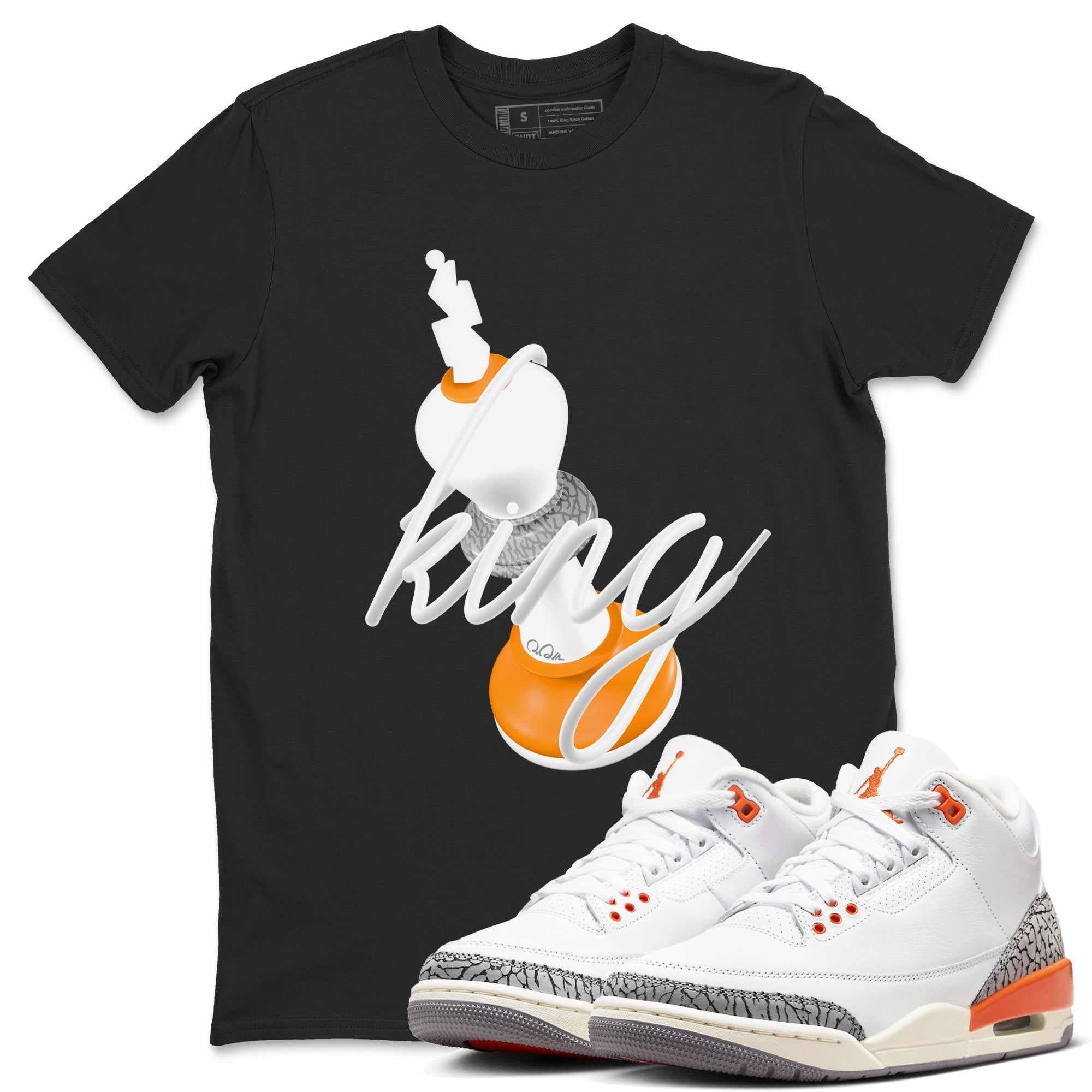 3s Georgia Peach shirt to match jordans 3D King sneaker tees Air Jordan 3 Georgia Peach Drip Gear Zone unisex cotton Black 1 crew neck shirt