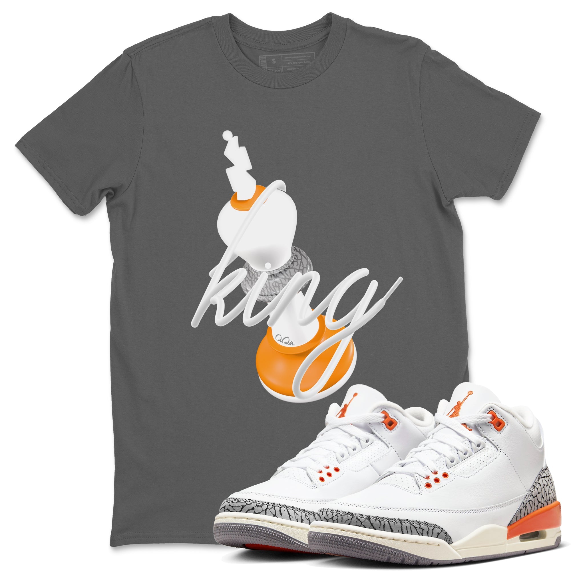 3s Georgia Peach shirt to match jordans 3D King sneaker tees Air Jordan 3 Georgia Peach Drip Gear Zone unisex cotton Cool Grey 1 crew neck shirt