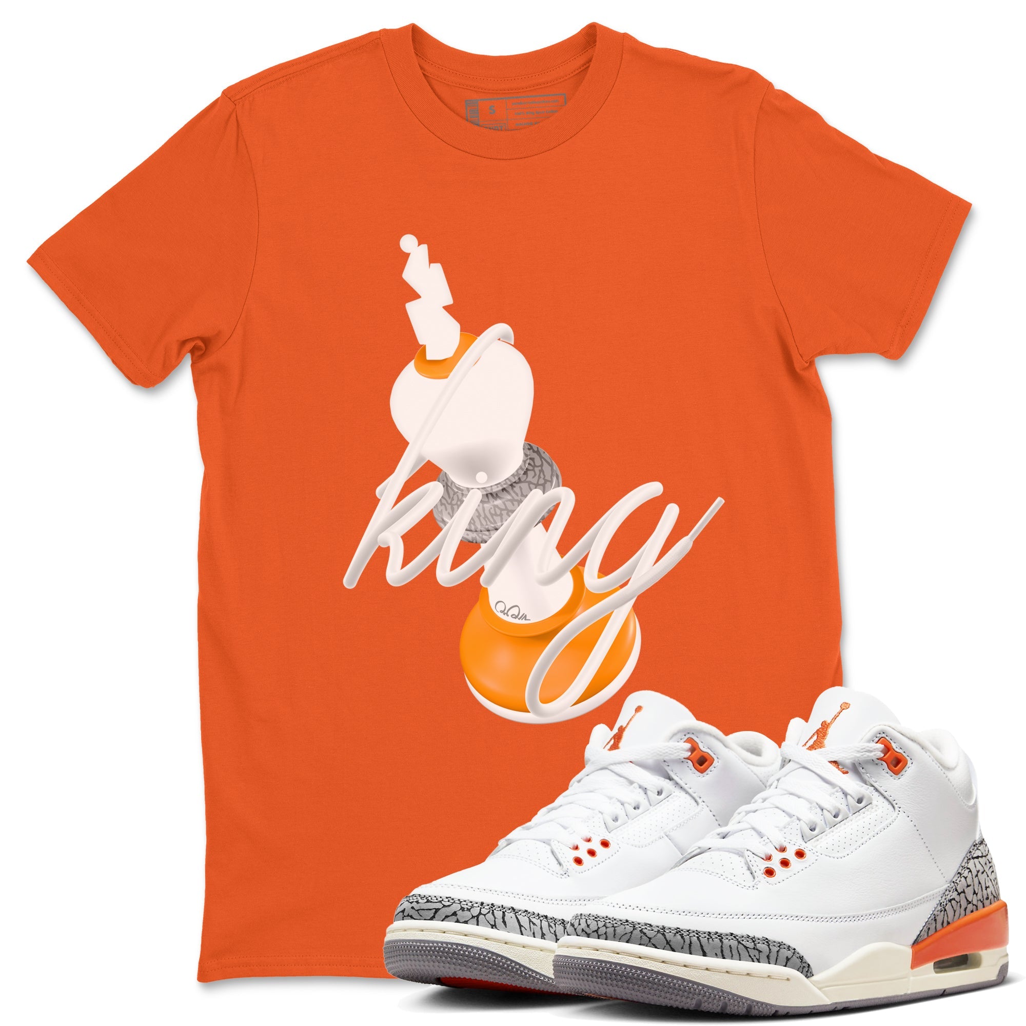 3s Georgia Peach shirt to match jordans 3D King sneaker tees Air Jordan 3 Georgia Peach Drip Gear Zone unisex cotton Orange 1 crew neck shirt