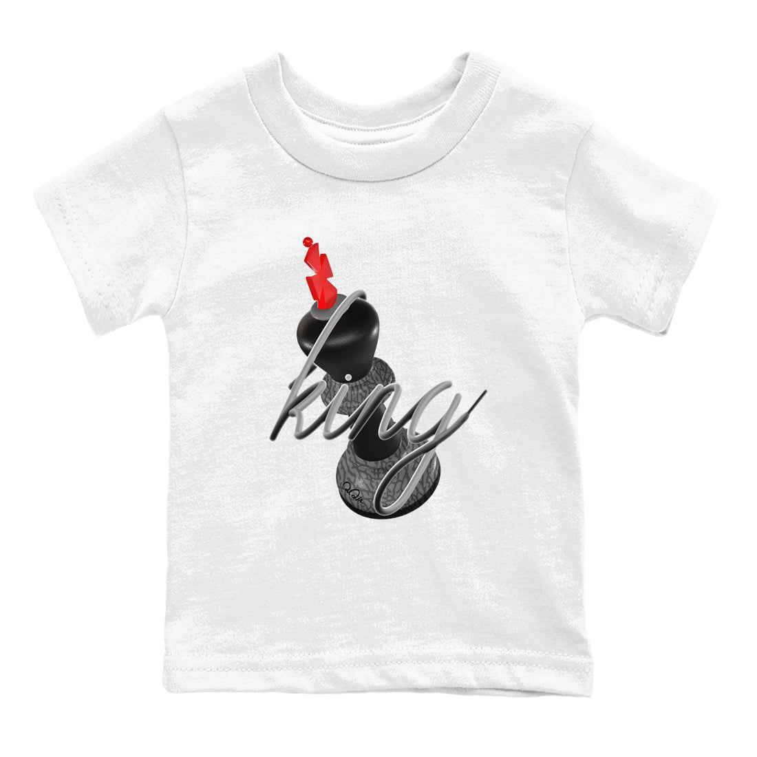 4s Black Cement shirts to match jordans 3D King sneaker match tees Air Jordan 4 Black Cement match shoes to clothes Drip Gear Zone Youth Baby White 2 tee