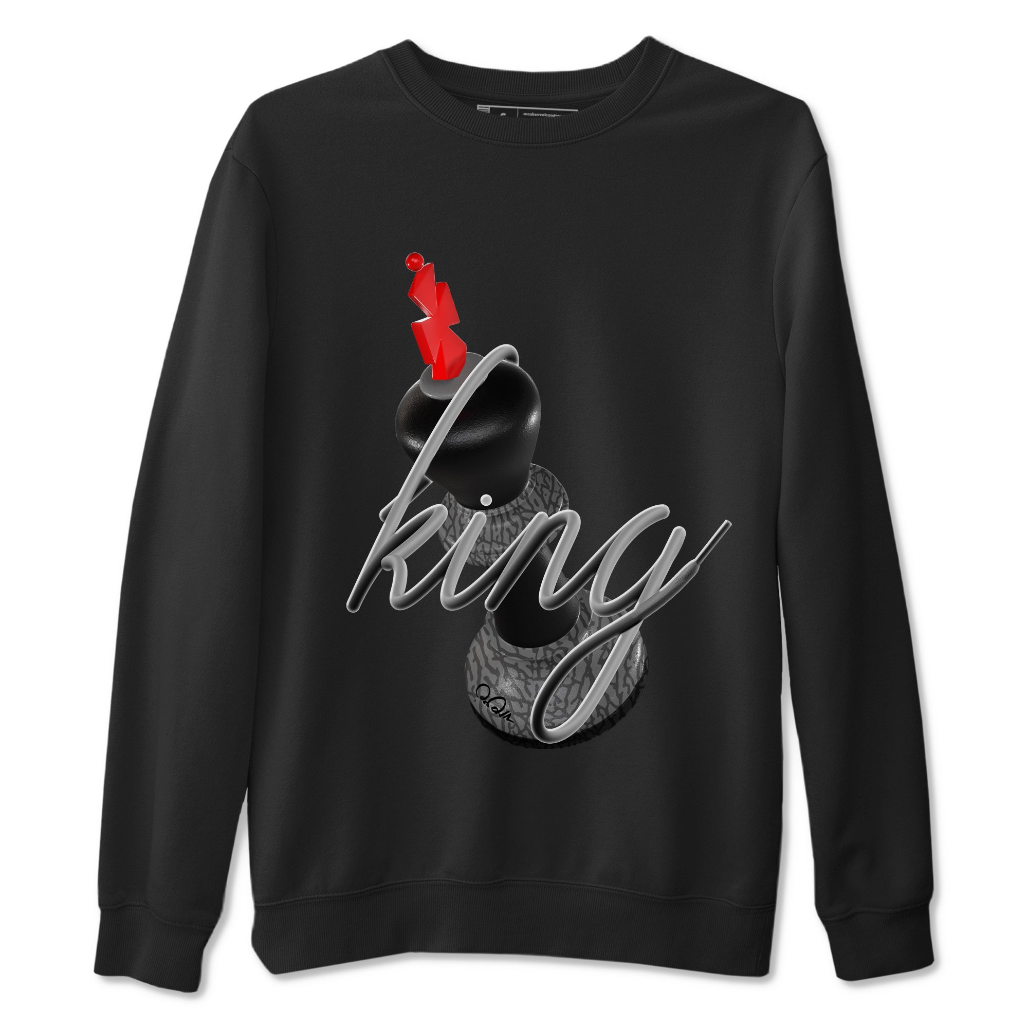 4s Black Cement shirts to match jordans 3D King sneaker match tees Air Jordan 4 Black Cement match shoes to clothes Drip Gear Zone unisex cotton Black 2 shirts