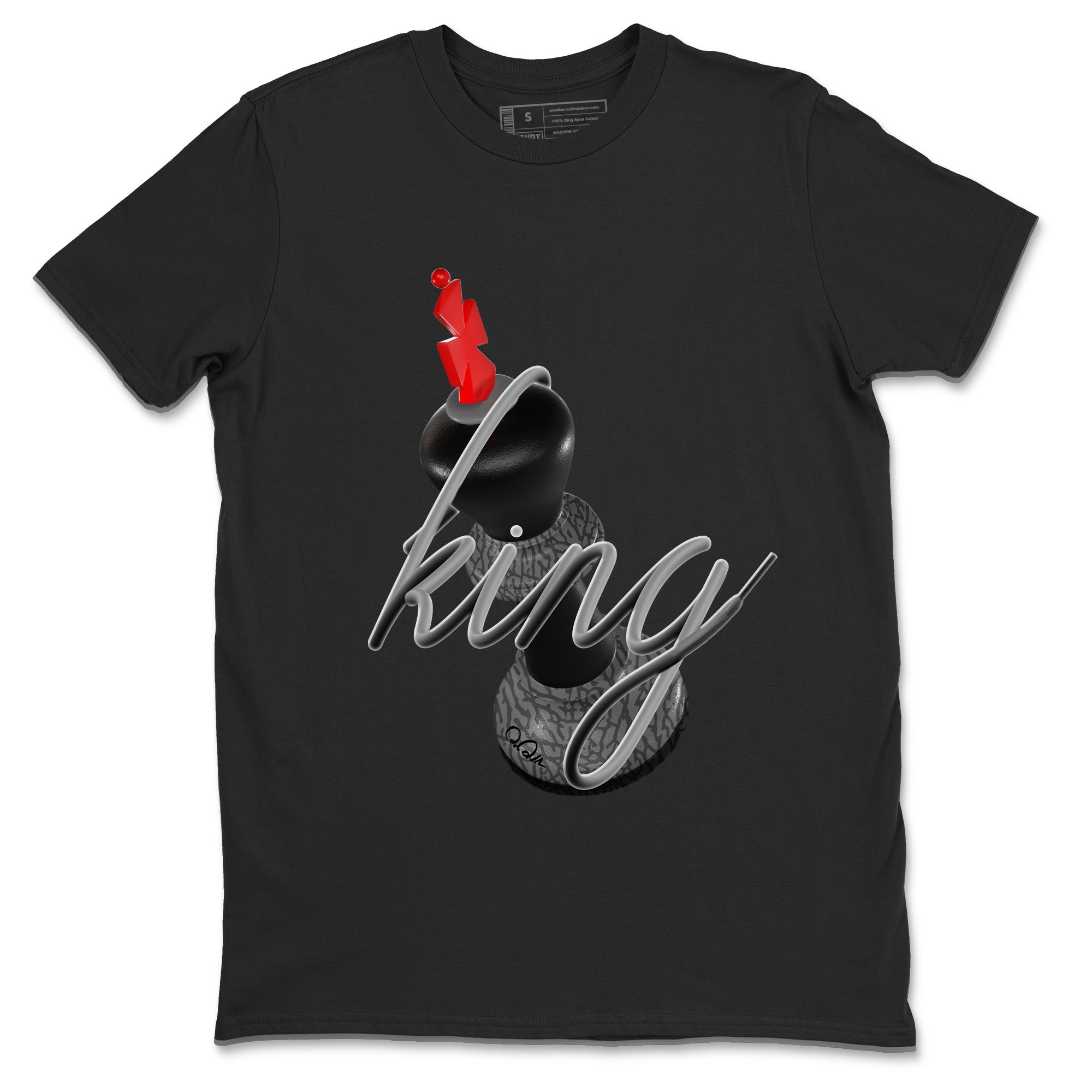 4s Black Cement shirts to match jordans 3D King sneaker match tees Air Jordan 4 Black Cement match shoes to clothes Drip Gear Zone unisex cotton Black 2 shirts