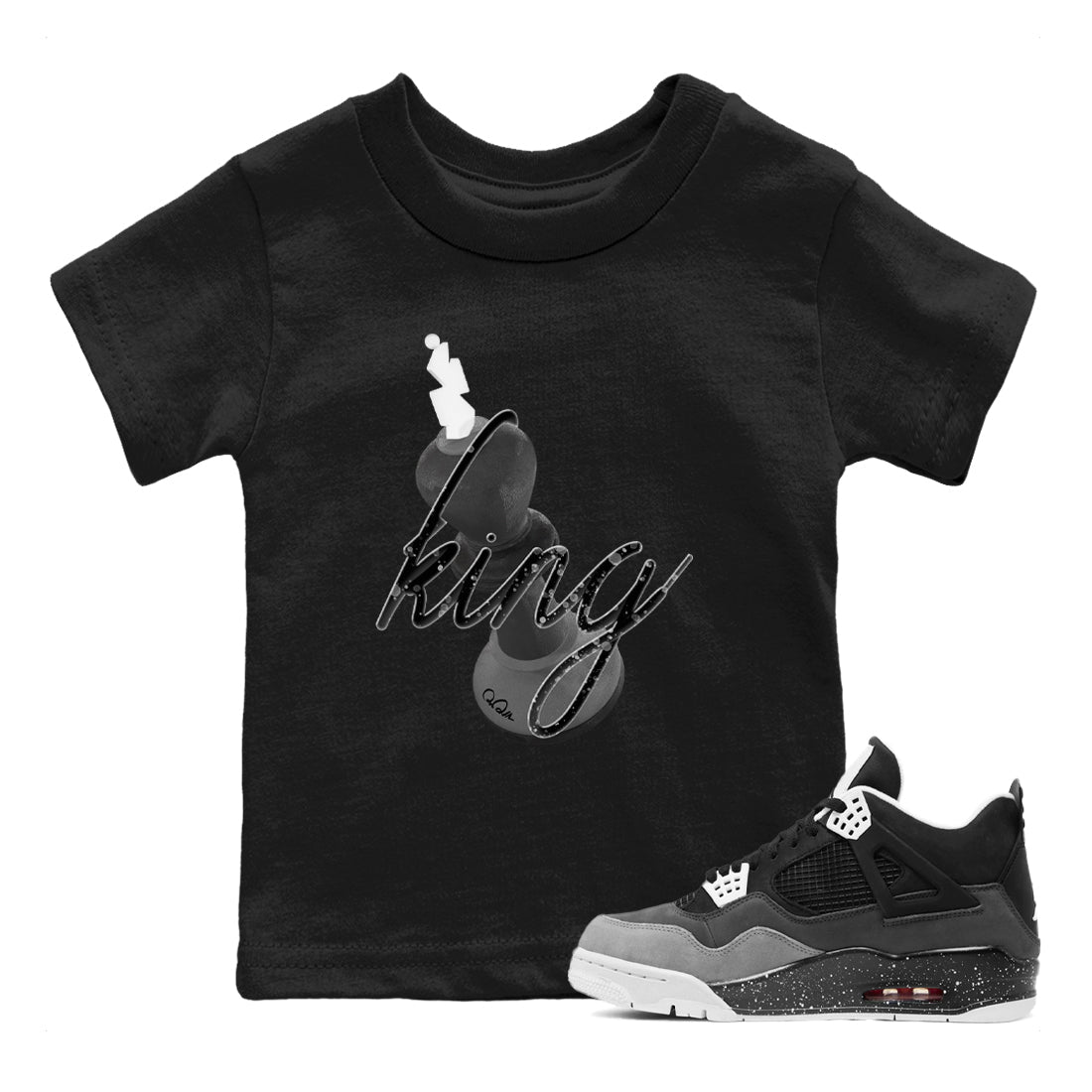 4s Fear shirts to match jordans 3D King sneaker match tees Air Jordan 4 Fear match shoes to clothes Drip Gear Zone Youth Baby Black 1 tee