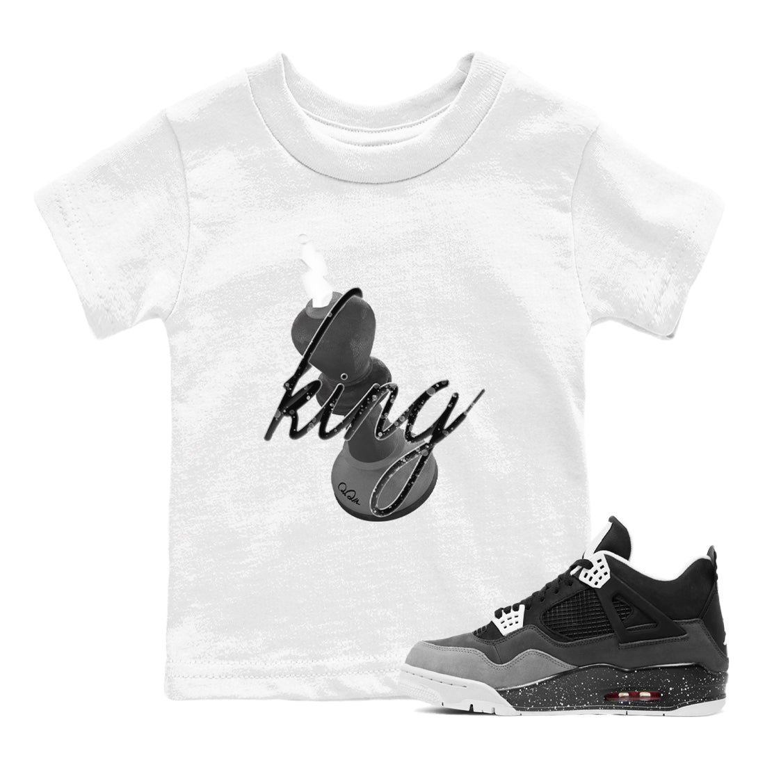 4s Fear shirts to match jordans 3D King sneaker match tees Air Jordan 4 Fear match shoes to clothes Drip Gear Zone Youth Baby White 1 tee