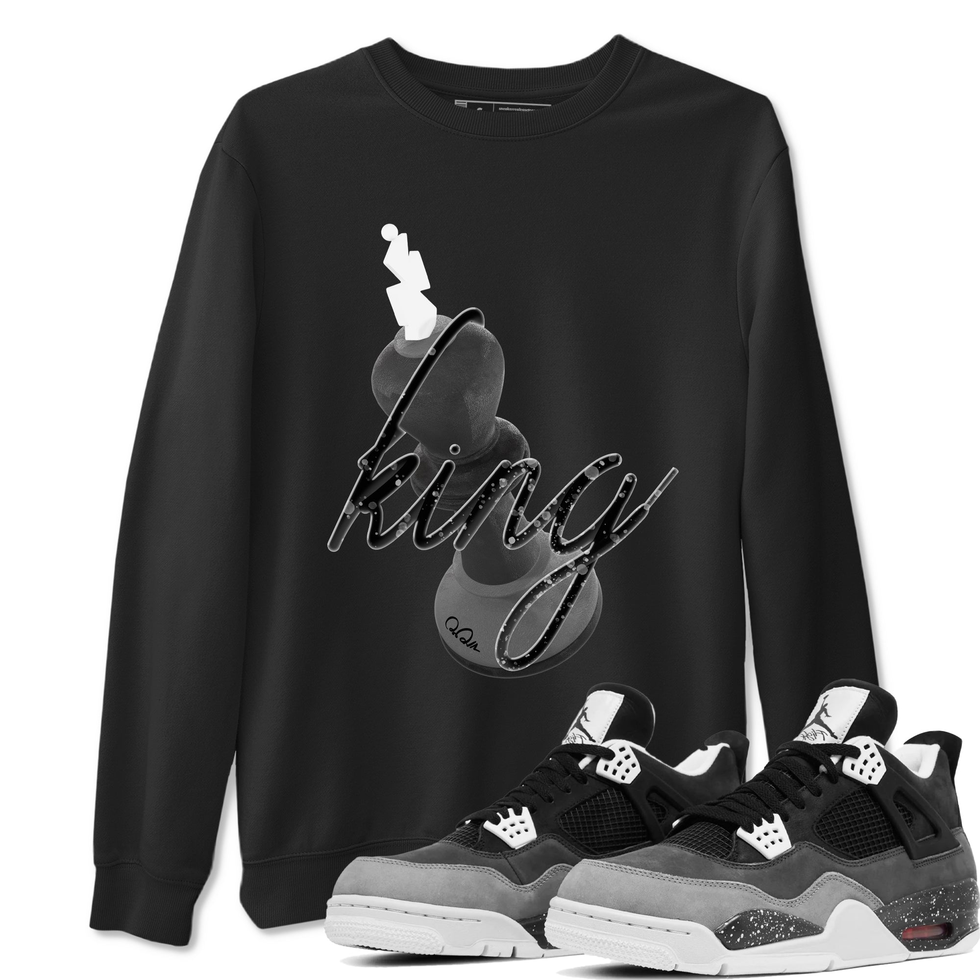 4s Fear shirts to match jordans 3D King sneaker match tees Air Jordan 4 Fear match shoes to clothes Drip Gear Zone unisex cotton Black 1 shirts