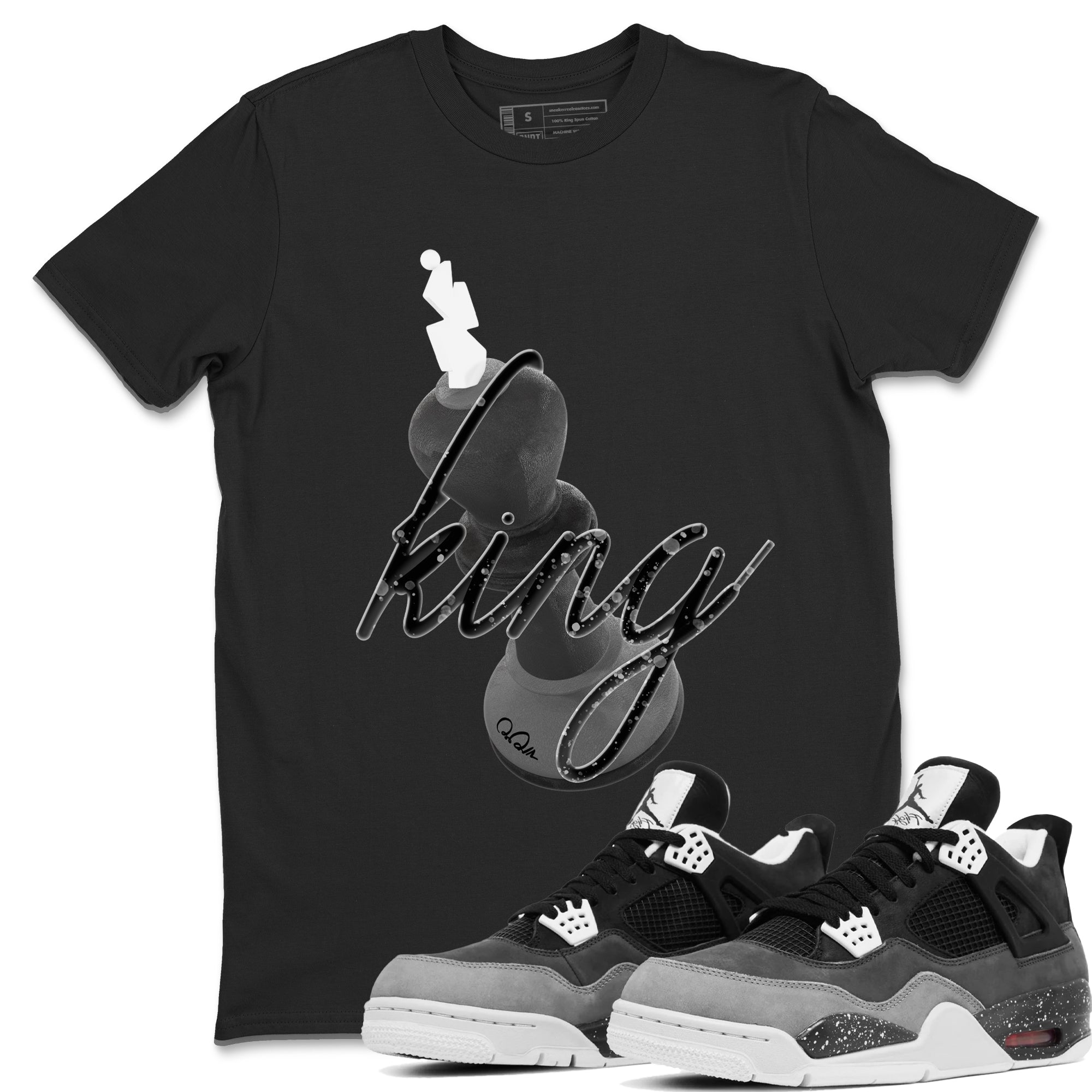 4s Fear shirts to match jordans 3D King sneaker match tees Air Jordan 4 Fear match shoes to clothes Drip Gear Zone unisex cotton Black 1 shirts