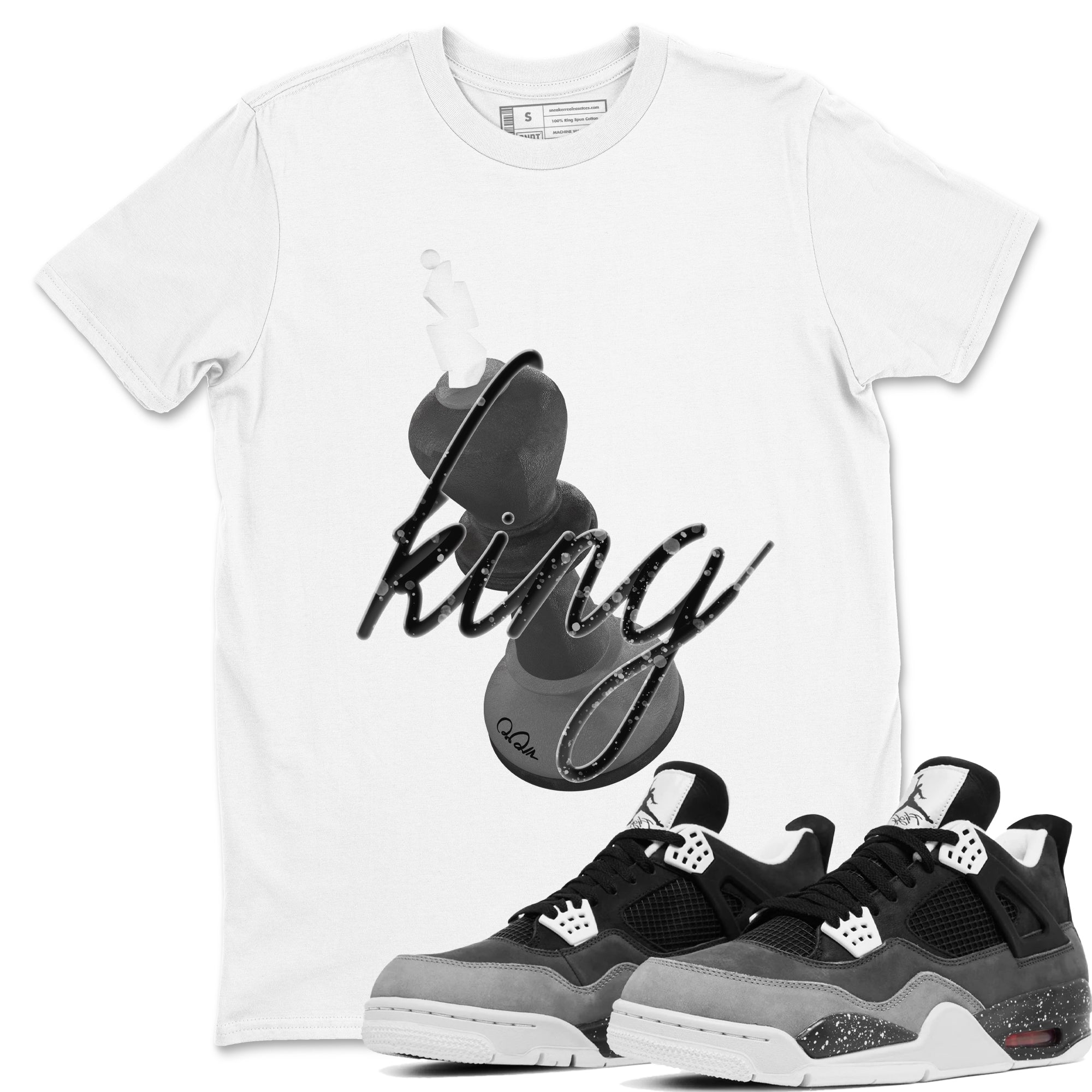 4s Fear shirts to match jordans 3D King sneaker match tees Air Jordan 4 Fear match shoes to clothes Drip Gear Zone unisex cotton White 1 shirts