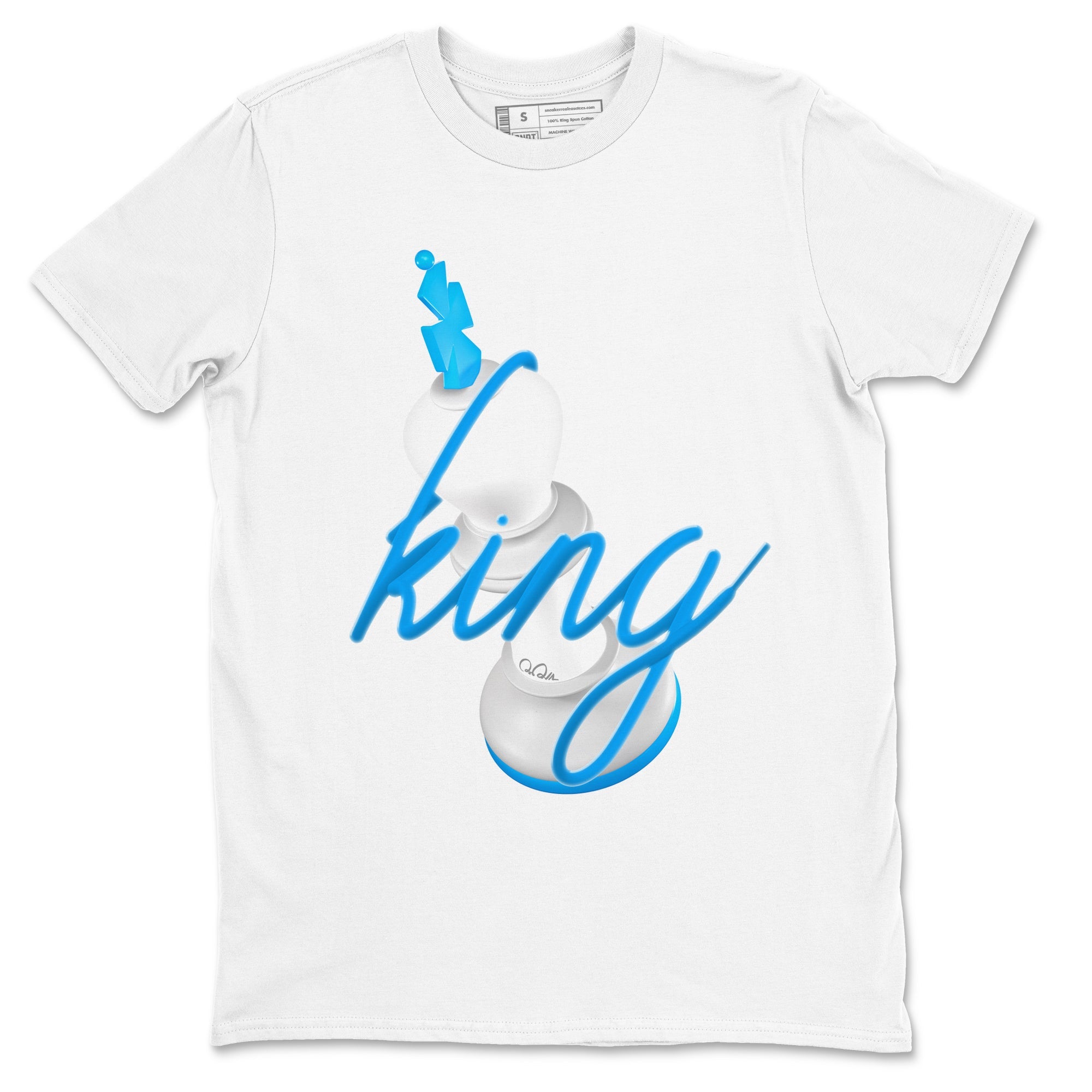 Air Jordan 4 Industrial Blue shirt to match jordans 3D King sneaker tees Air Jordan 4 Military Blue Drip Gear Zone unisex cotton White 2 crew neck shirt