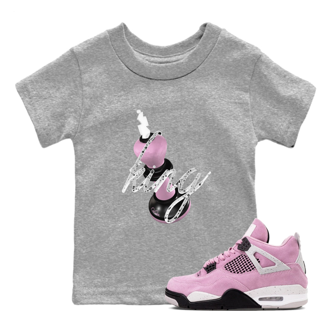 4s Retro Orchid shirts to match jordans 3D King sneaker match tees Air Jordan 4 WMNS Orchid match shoes to clothes Drip Gear Zone Youth Baby Heather Grey 1 tee