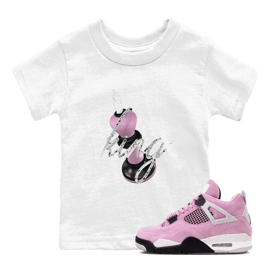 4s Retro Orchid shirts to match jordans 3D King sneaker match tees Air Jordan 4 WMNS Orchid match shoes to clothes Drip Gear Zone Youth Baby White 1 tee