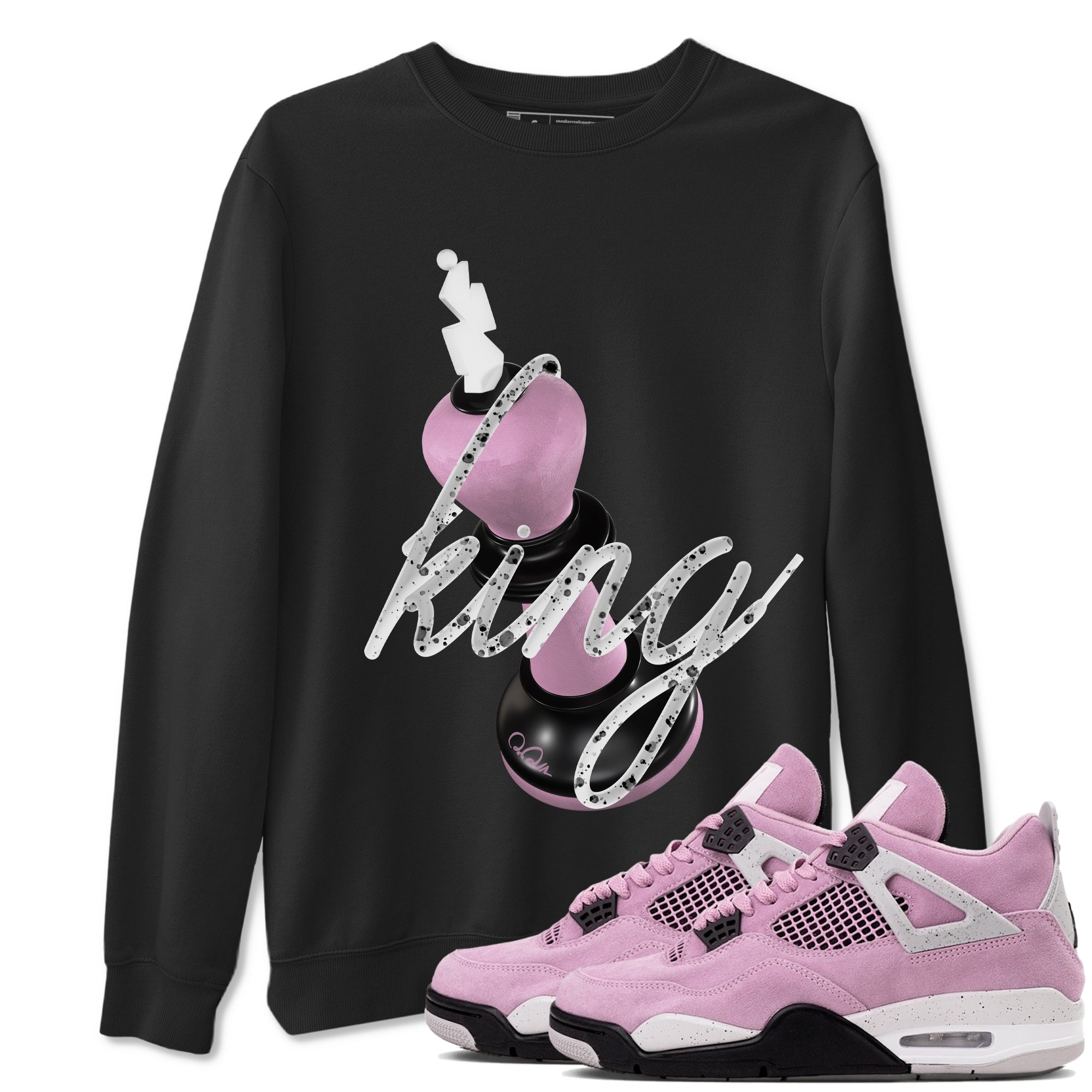 4s Retro Orchid shirts to match jordans 3D King sneaker match tees Air Jordan 4 WMNS Orchid match shoes to clothes Drip Gear Zone unisex cotton Black 1 shirts