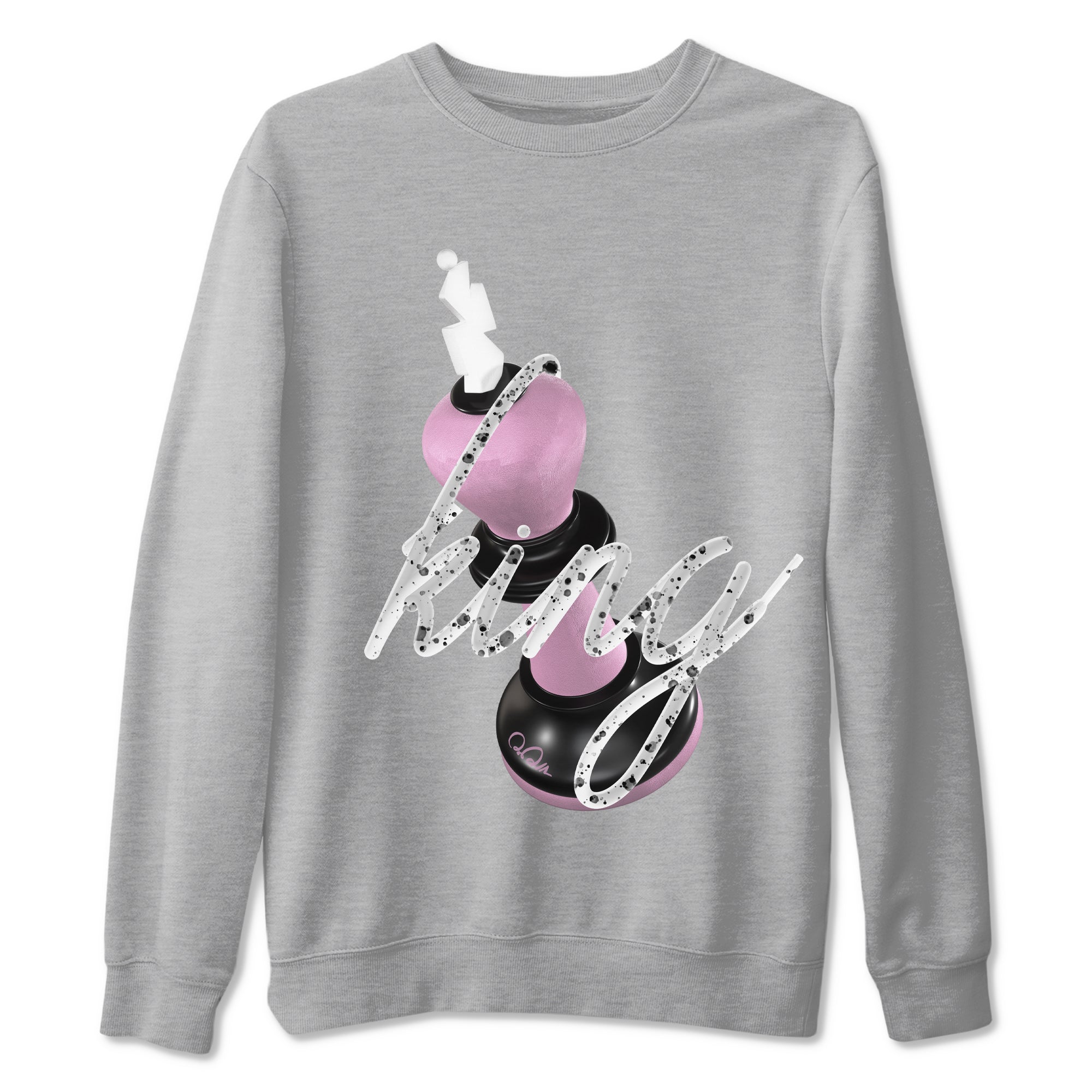 4s Retro Orchid shirts to match jordans 3D King sneaker match tees Air Jordan 4 WMNS Orchid match shoes to clothes Drip Gear Zone unisex cotton Heather Grey 2 shirts